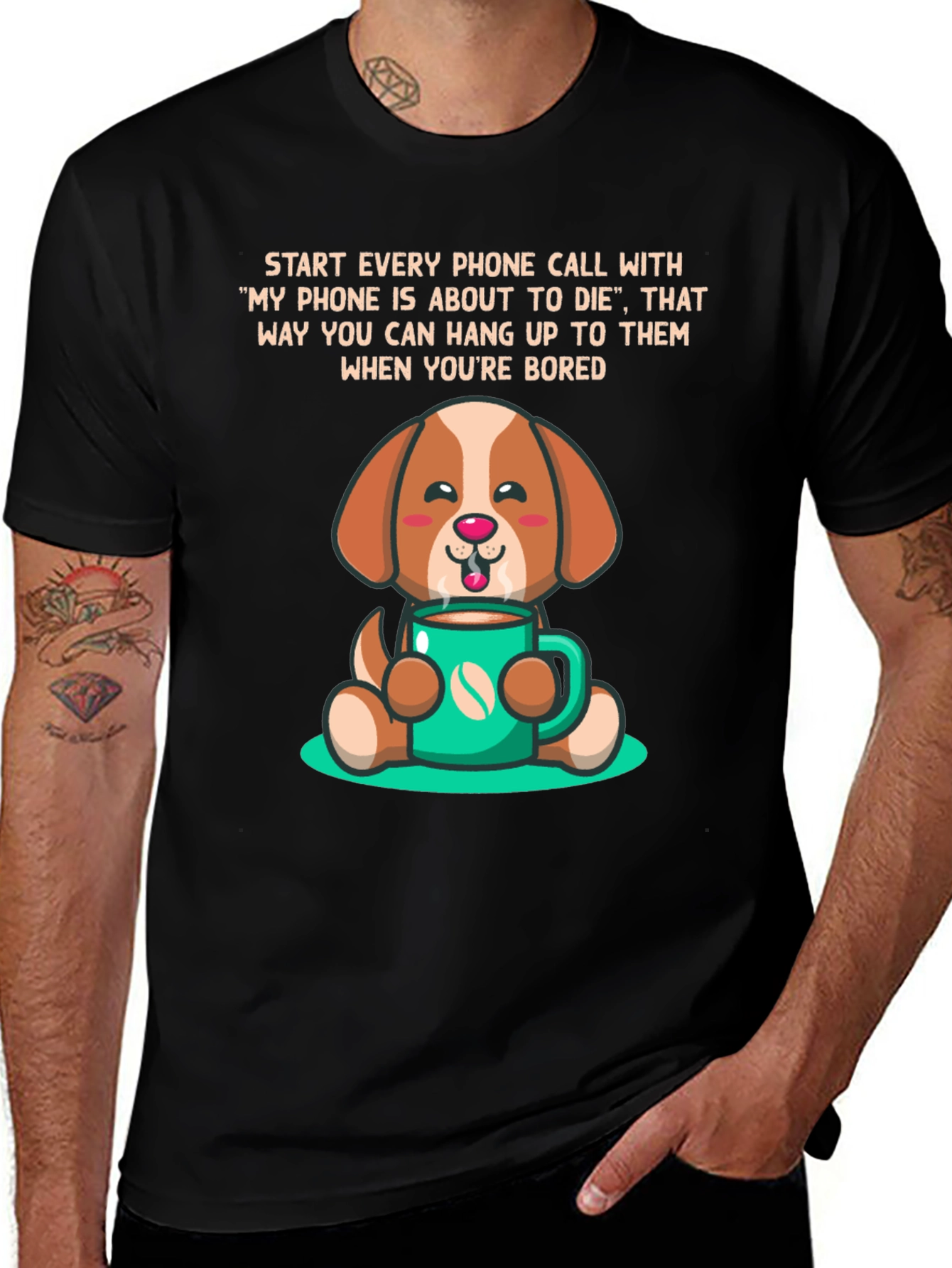 Coffee Dog Humor T-Shirt