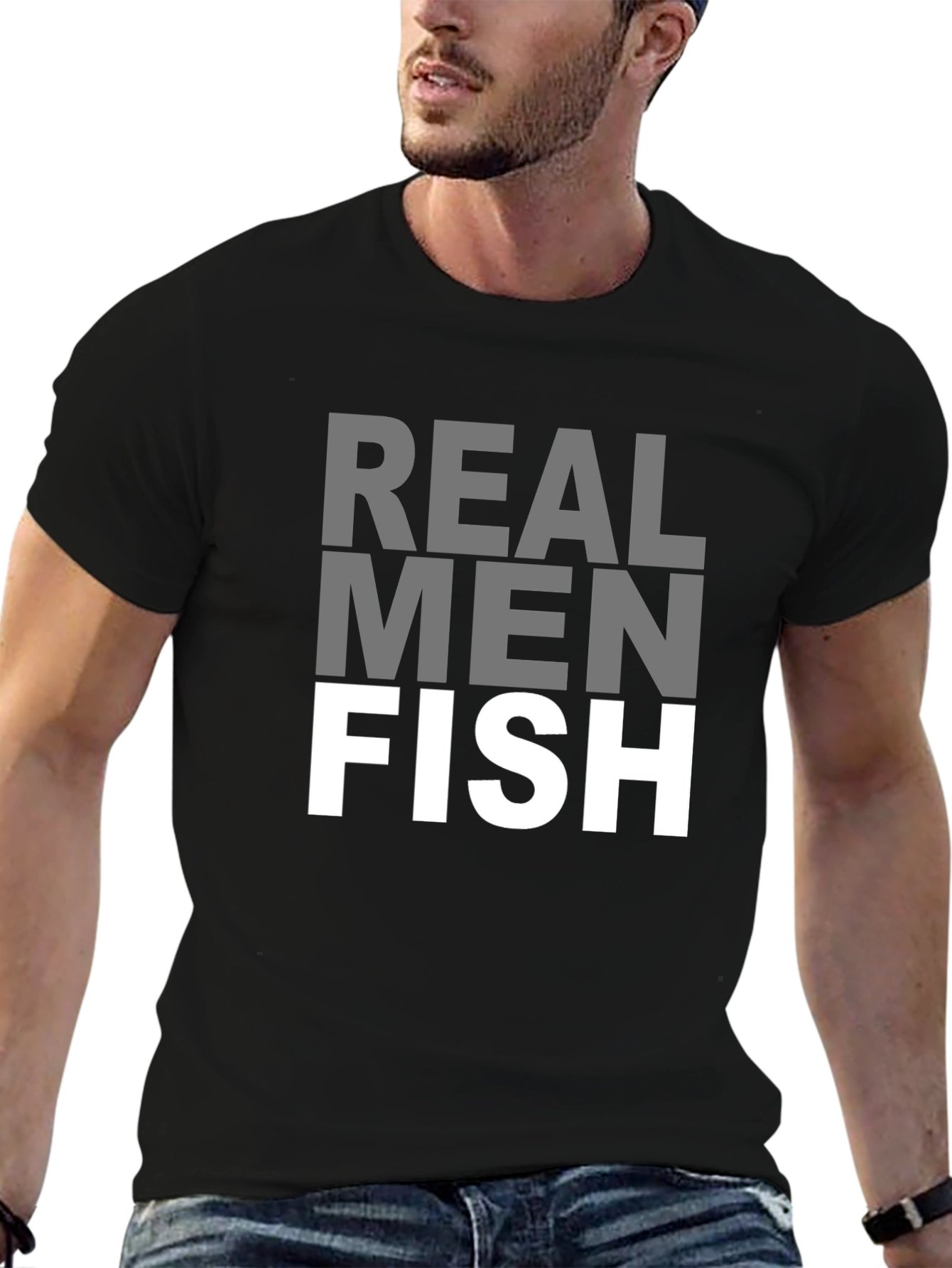 Real Men Fish Graphic T-Shirt