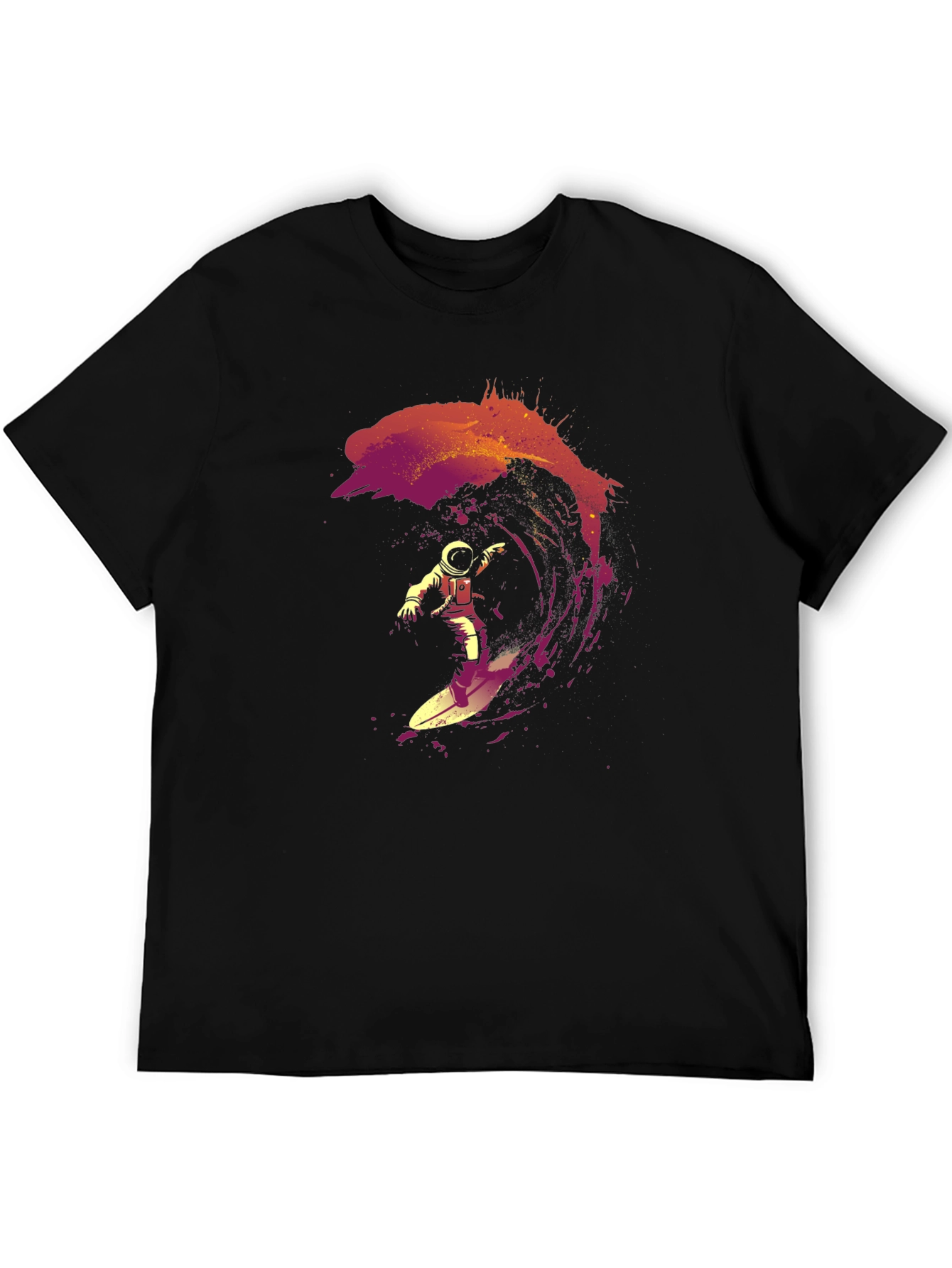 Astronaut Surfing Wave Graphic T-Shirt - Cool Space Design