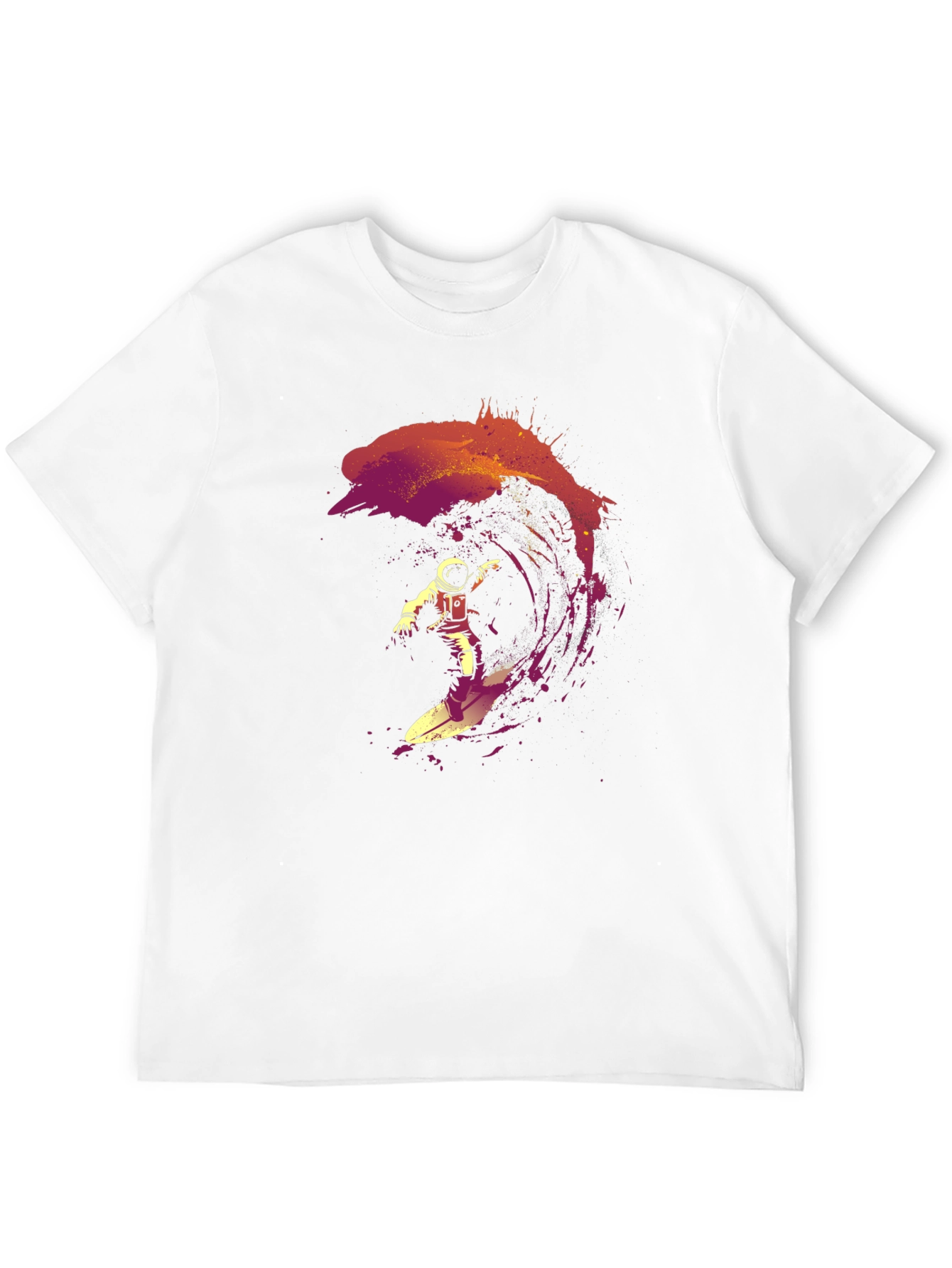 Astronaut Surfing Wave Graphic T-Shirt - Cool Space Design