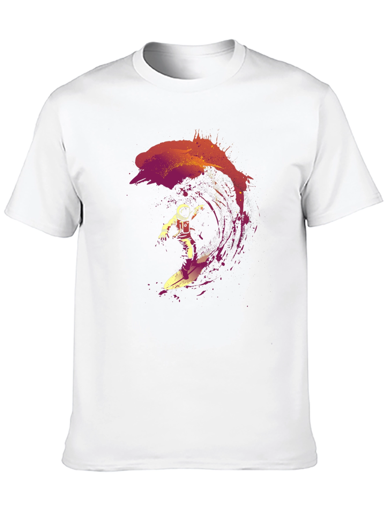 Astronaut Surfing Wave Graphic T-Shirt - Cool Space Design