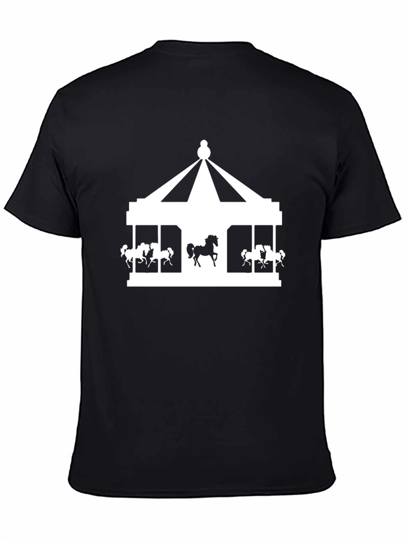 Carousel Horse Graphic Print Black T-Shirt