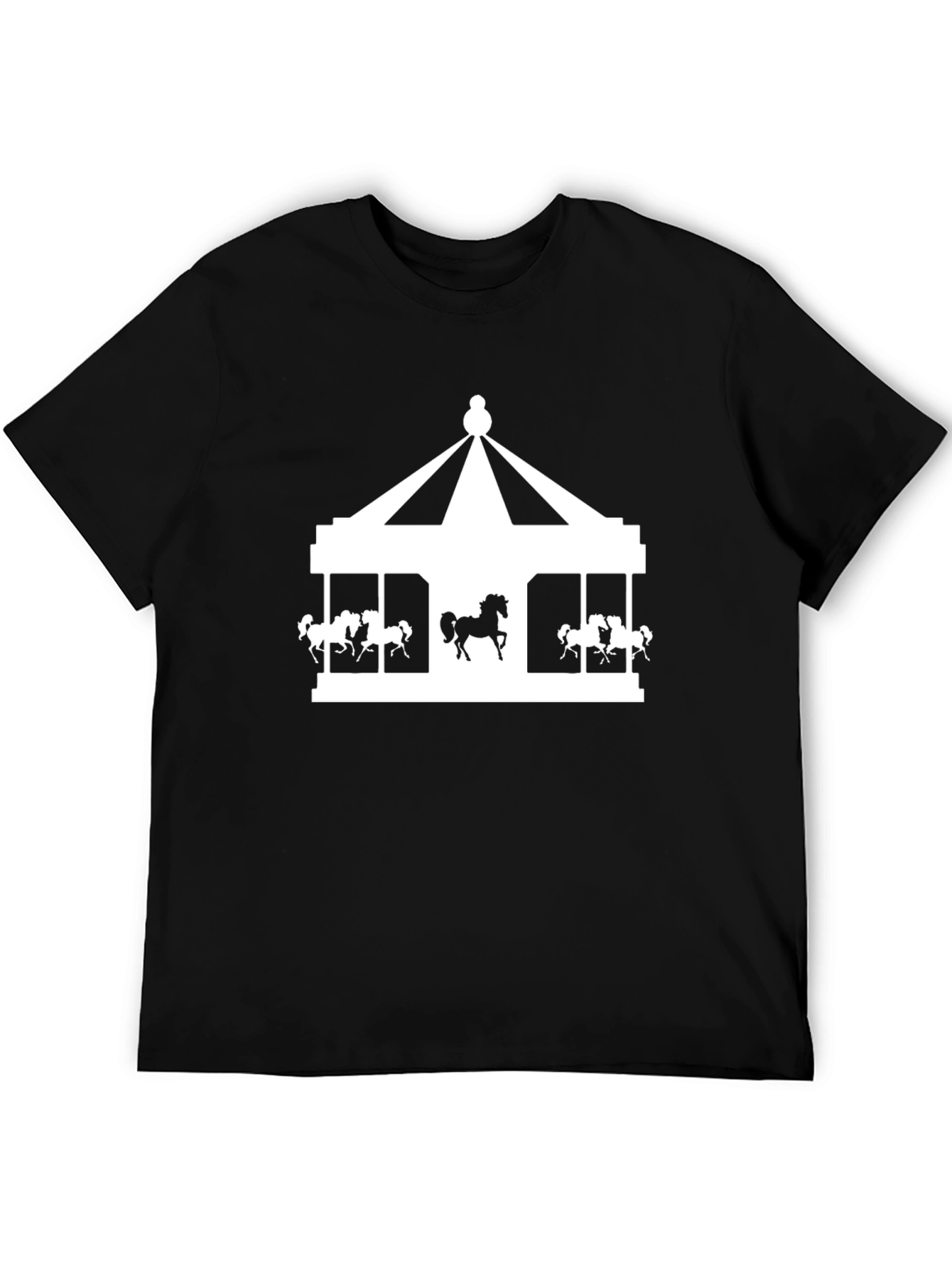 Carousel Horse Graphic Print Black T-Shirt