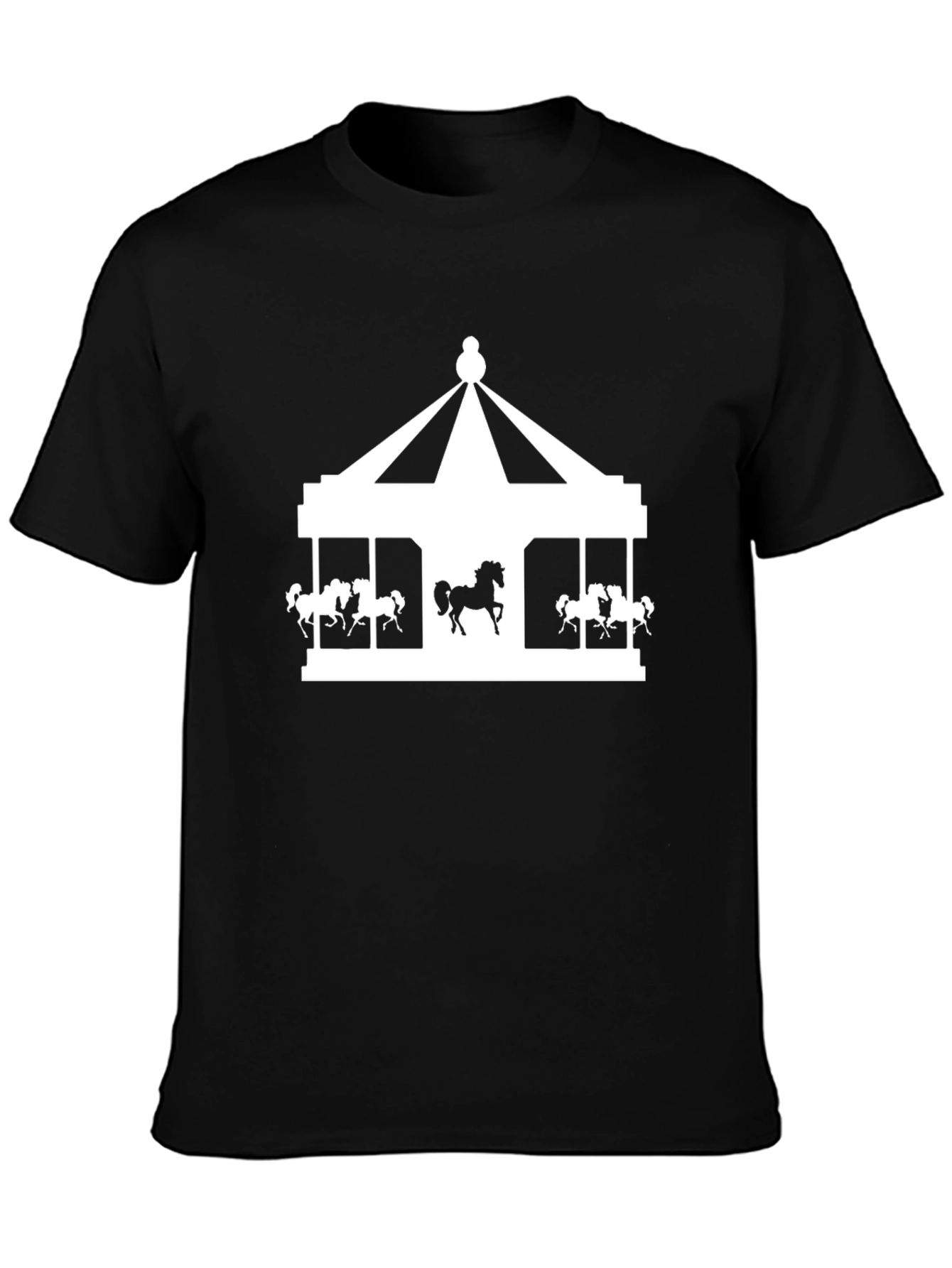 Carousel Horse Graphic Print Black T-Shirt