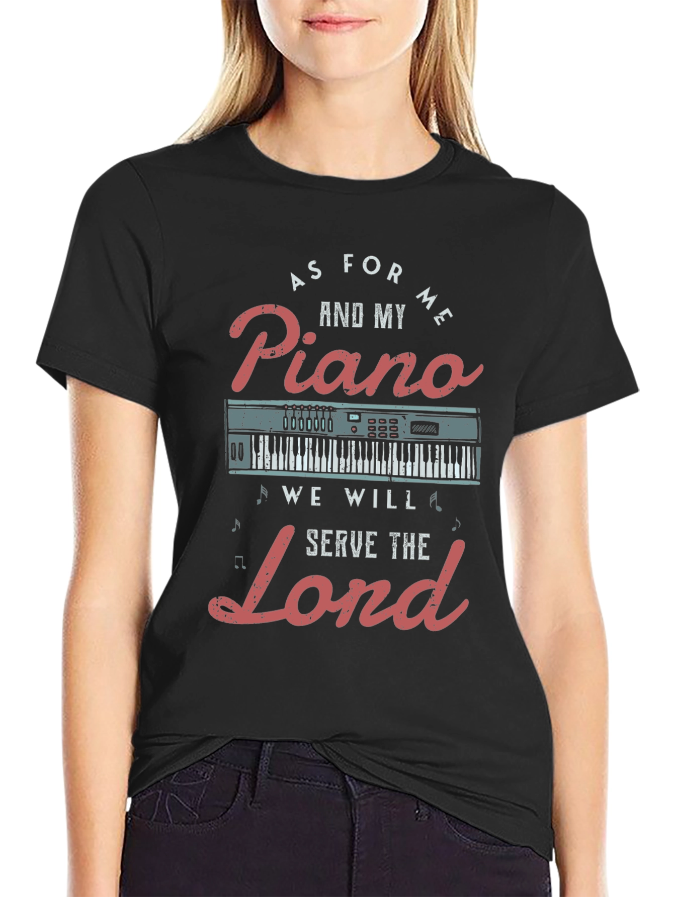 Piano Serve the Lord Christian T-Shirt