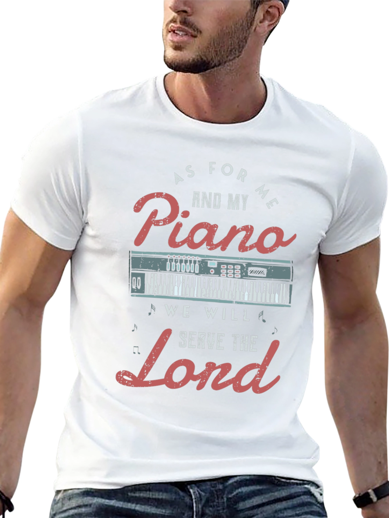 Piano Serve the Lord Christian T-Shirt