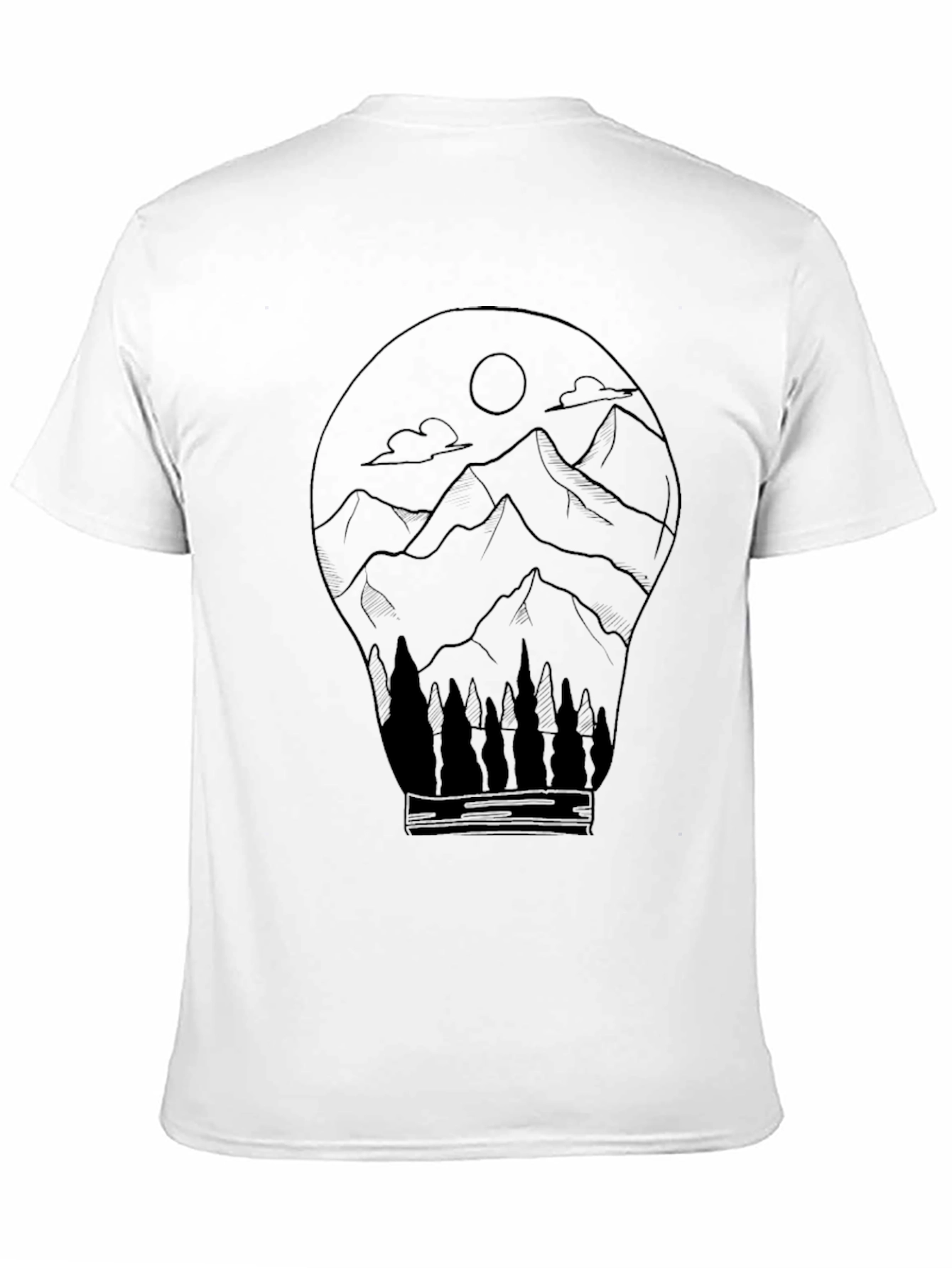 Mountain Landscape Tee - Artistic Black T-Shirt
