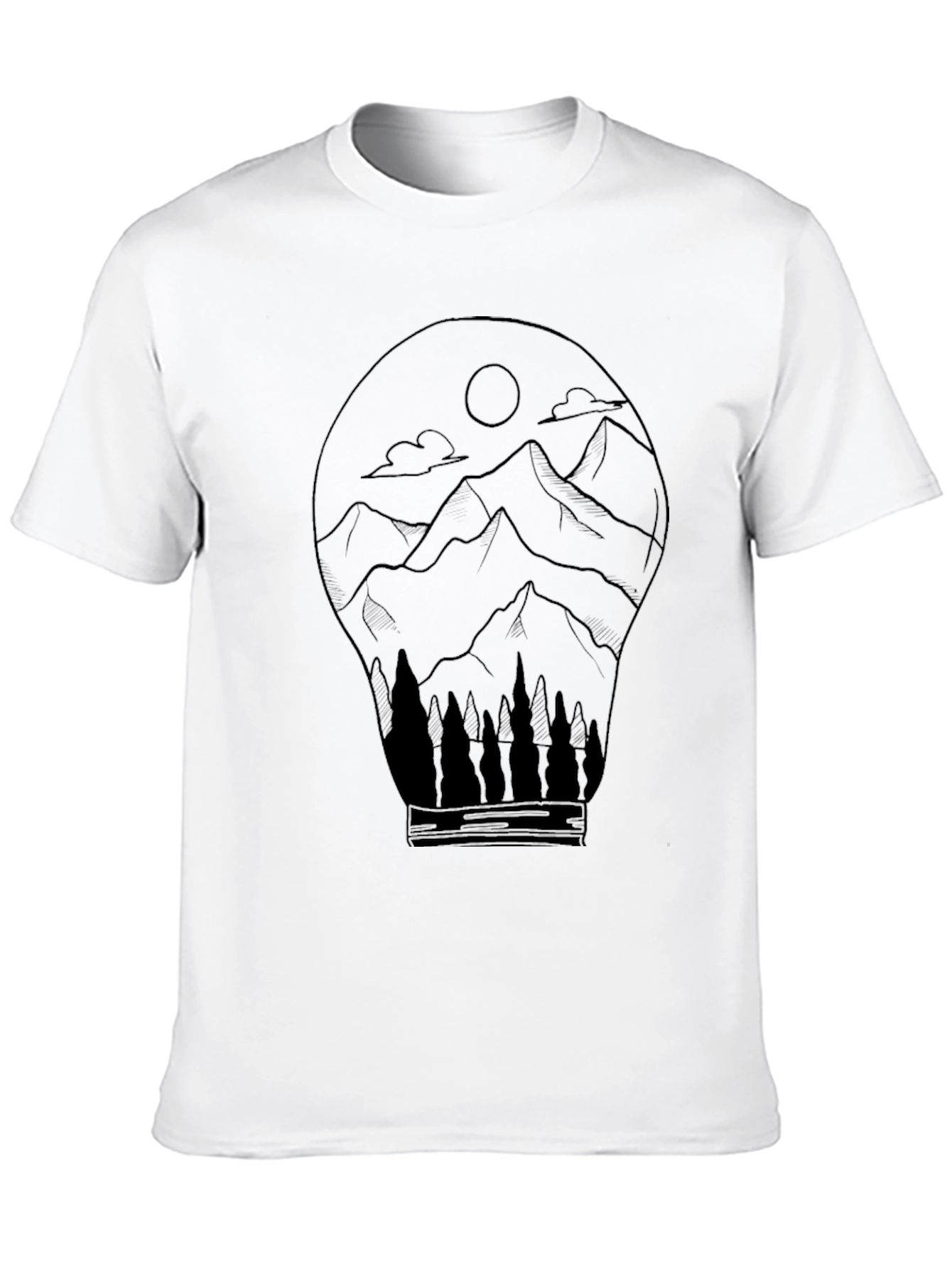 Mountain Landscape Tee - Artistic Black T-Shirt