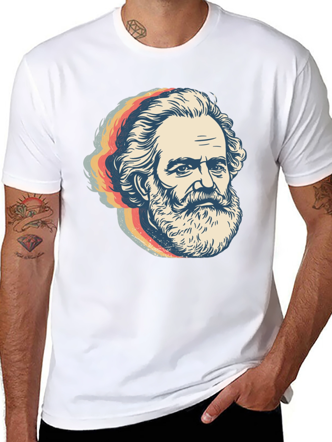 Retro Karl Marx Portrait Graphic Tee - Black