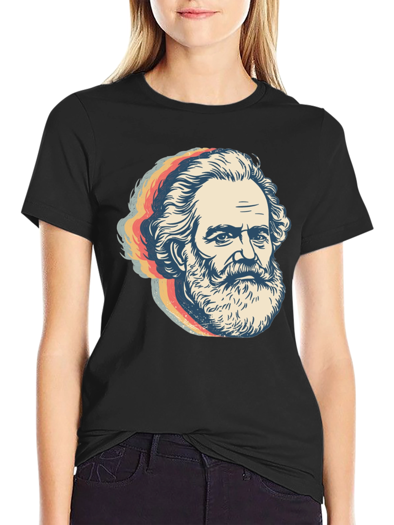 Retro Karl Marx Portrait Graphic Tee - Black