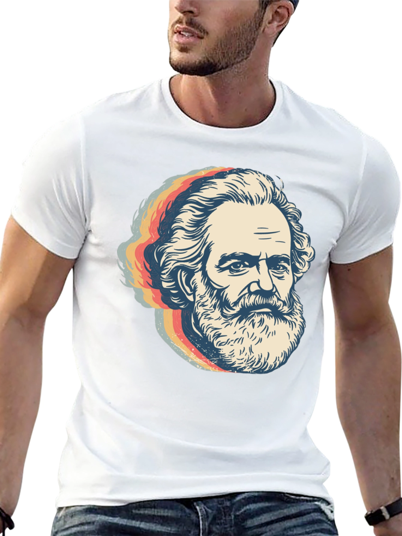 Retro Karl Marx Portrait Graphic Tee - Black