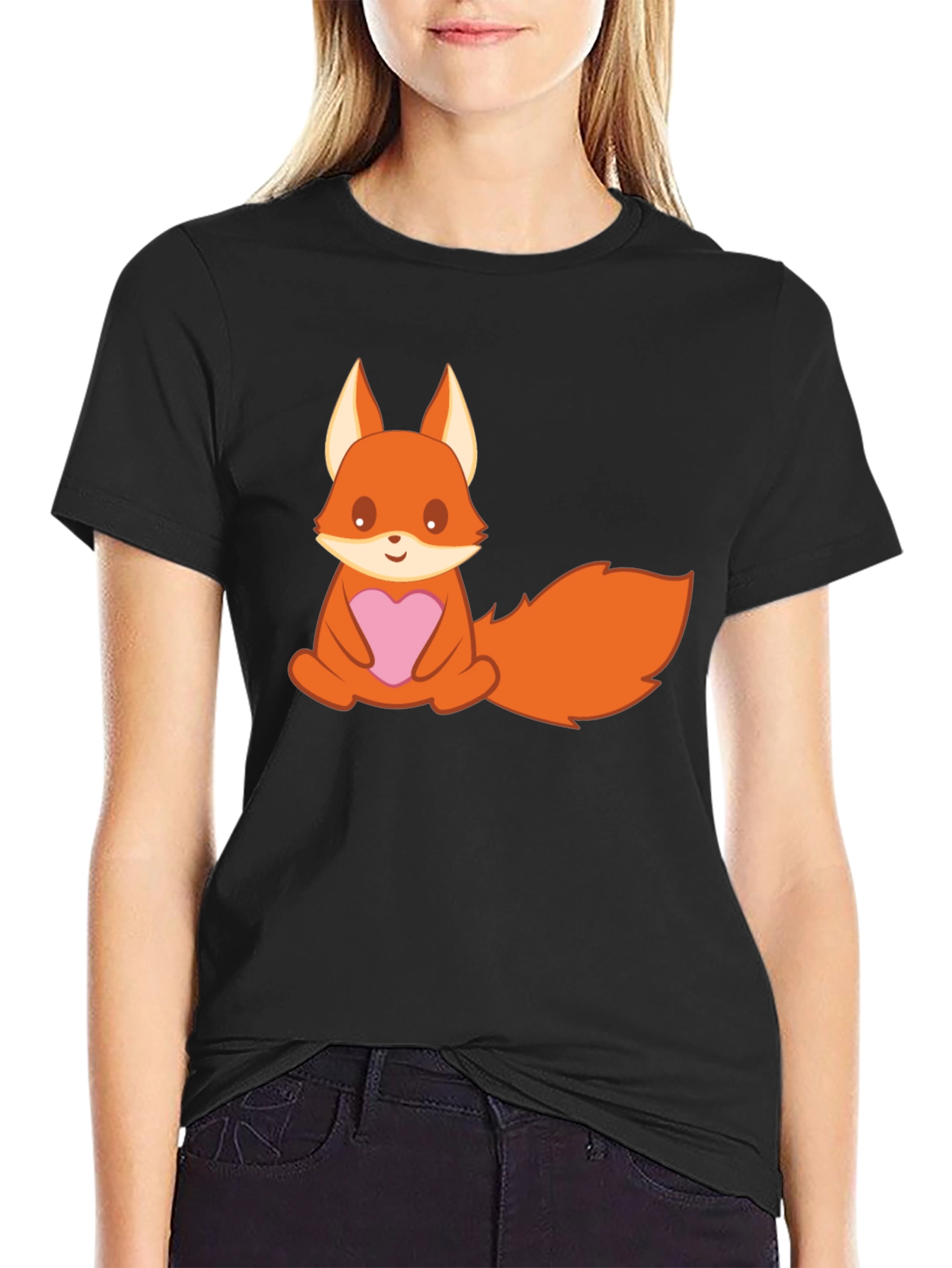 Cute Cartoon Fox T-Shirt - Heart