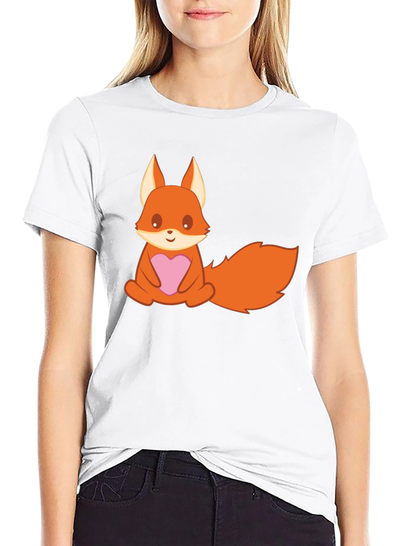 Cute Cartoon Fox T-Shirt - Heart