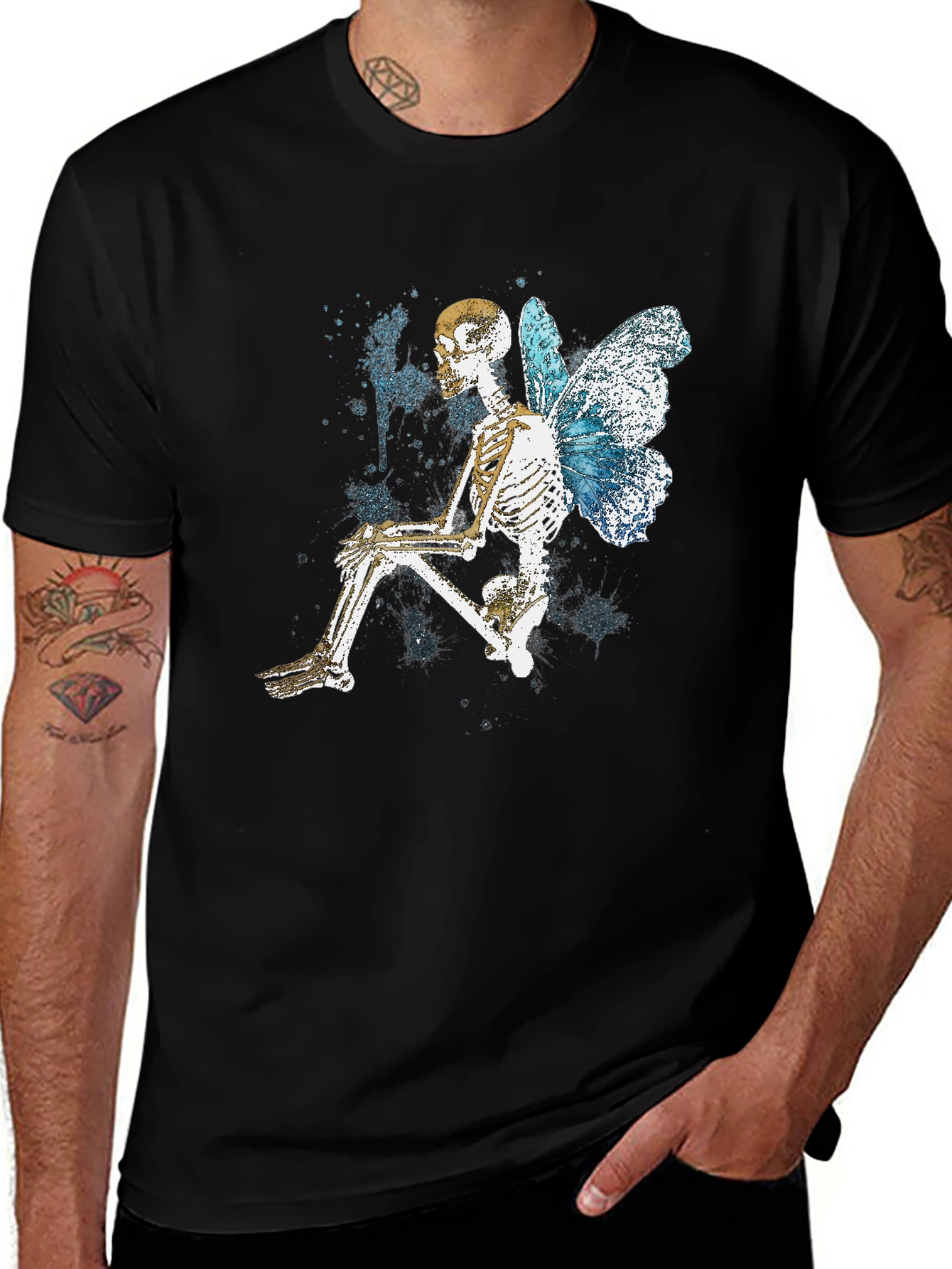 Butterfly Skeleton Graphic Tee - Trendy Gothic Style