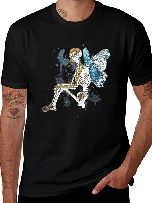 Butterfly Skeleton Graphic Tee - Trendy Gothic Style