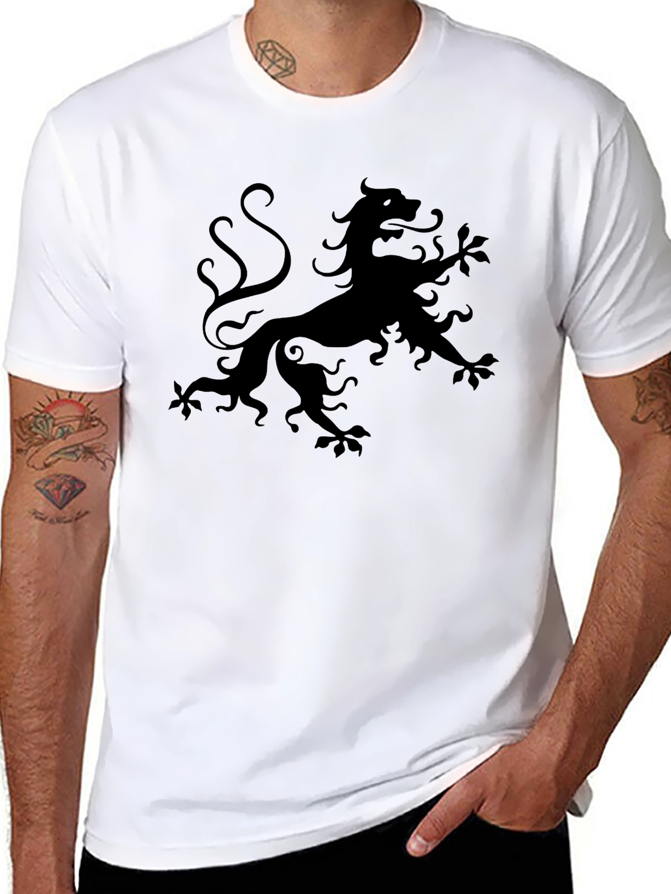 Black T-Shirt with Lion Rampant Design