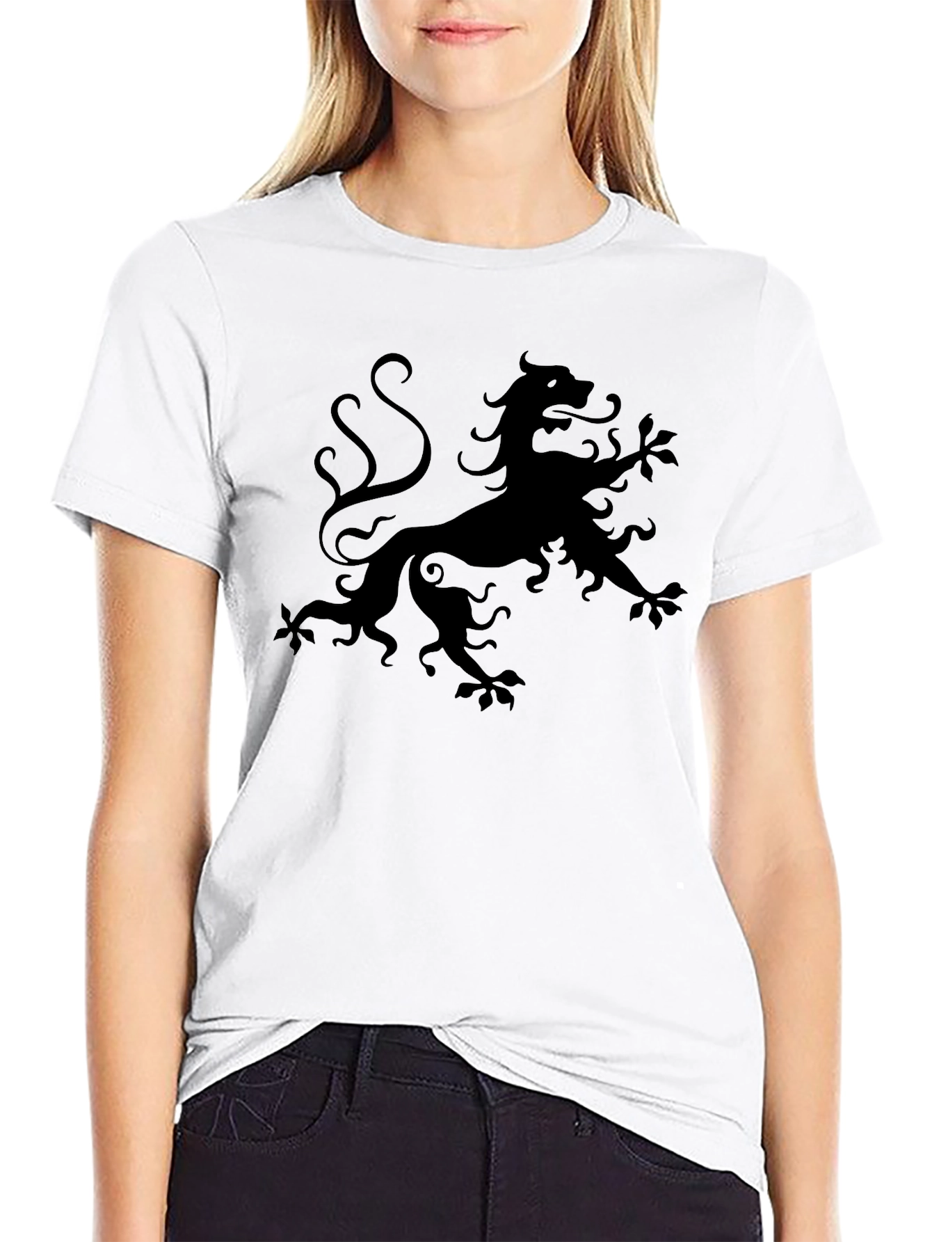 Black T-Shirt with Lion Rampant Design