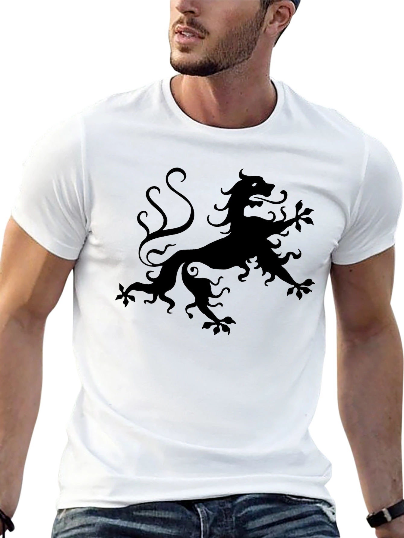 Black T-Shirt with Lion Rampant Design