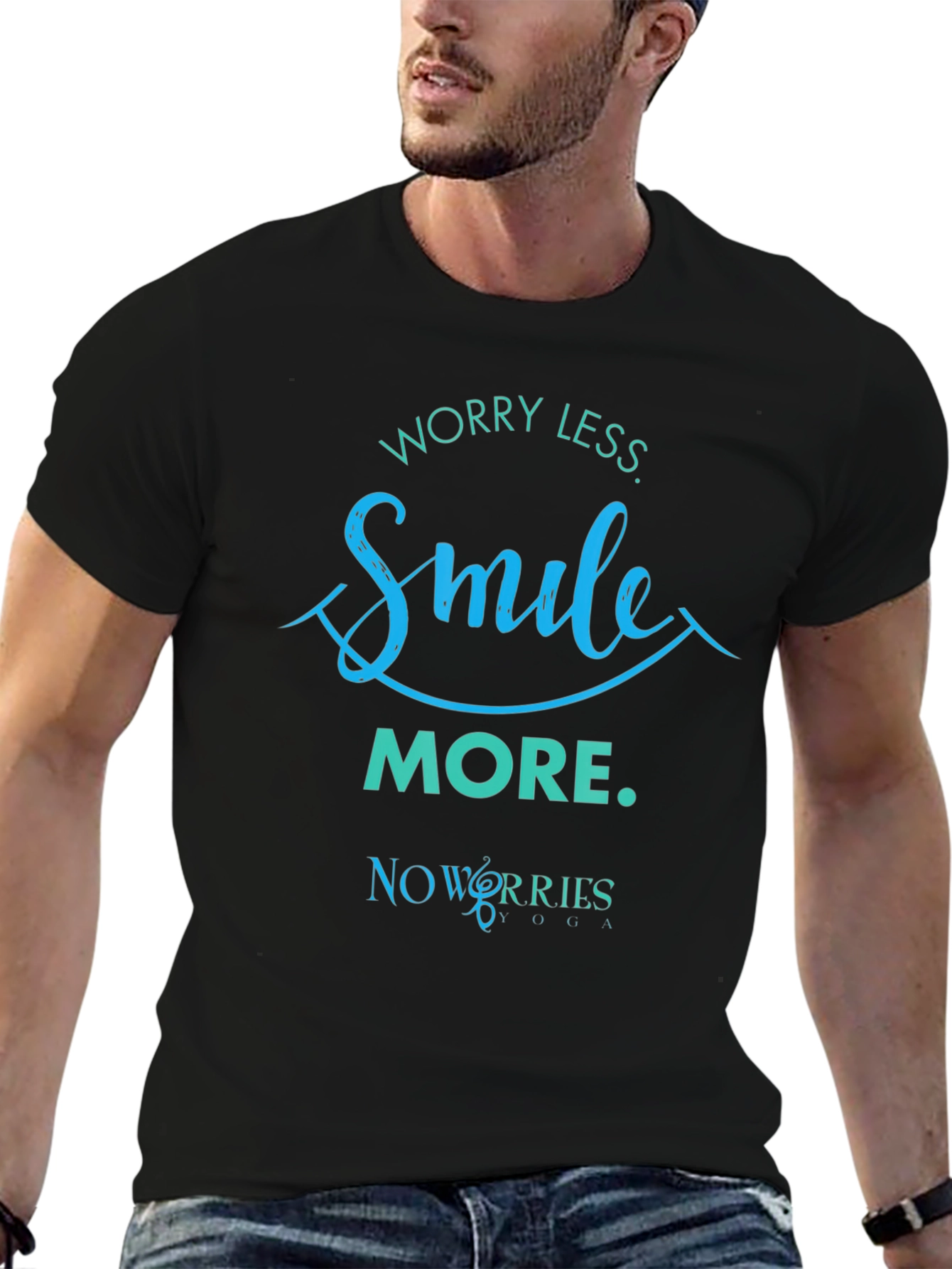 Worry Less Smile More Black Graphic Tee