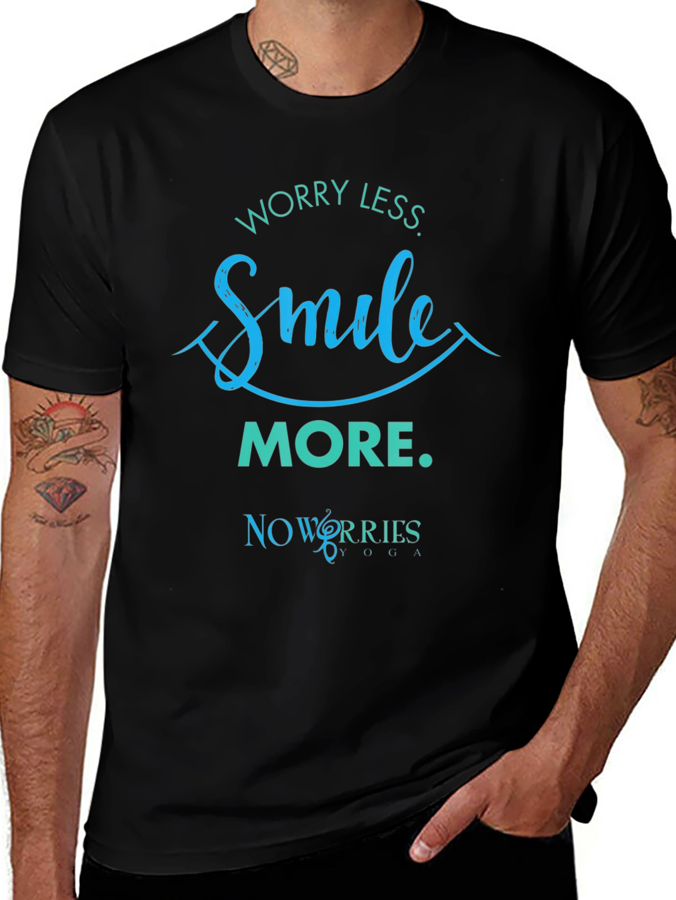 Worry Less Smile More Black Graphic Tee