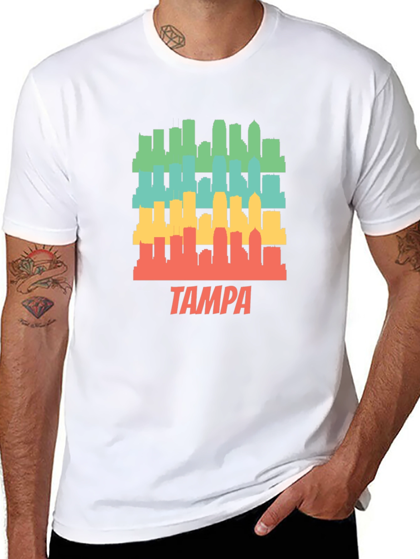 Retro Tampa Skyline Graphic T-Shirt