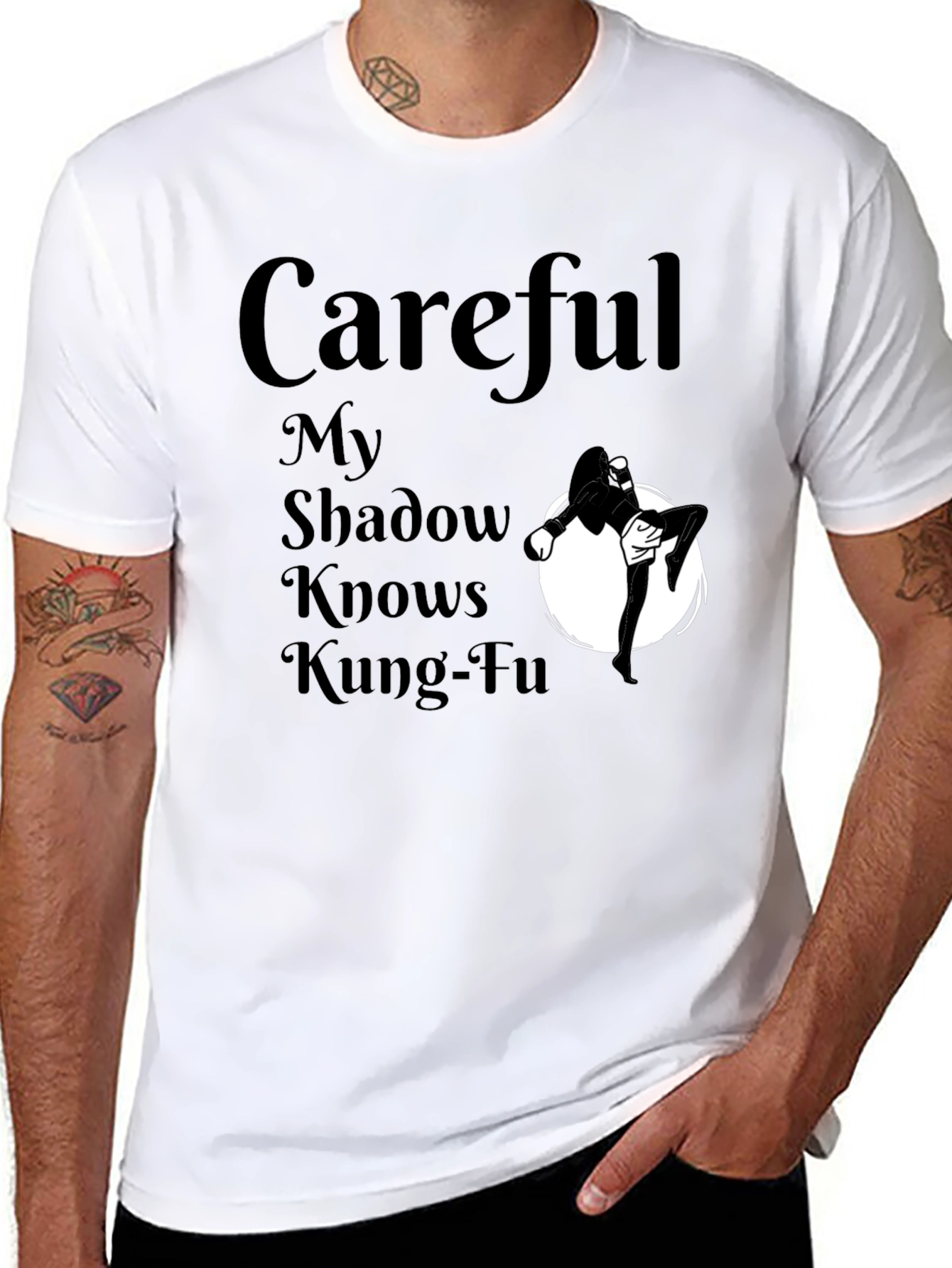 Careful My Shadow Knows Kung-Fu T-Shirt
