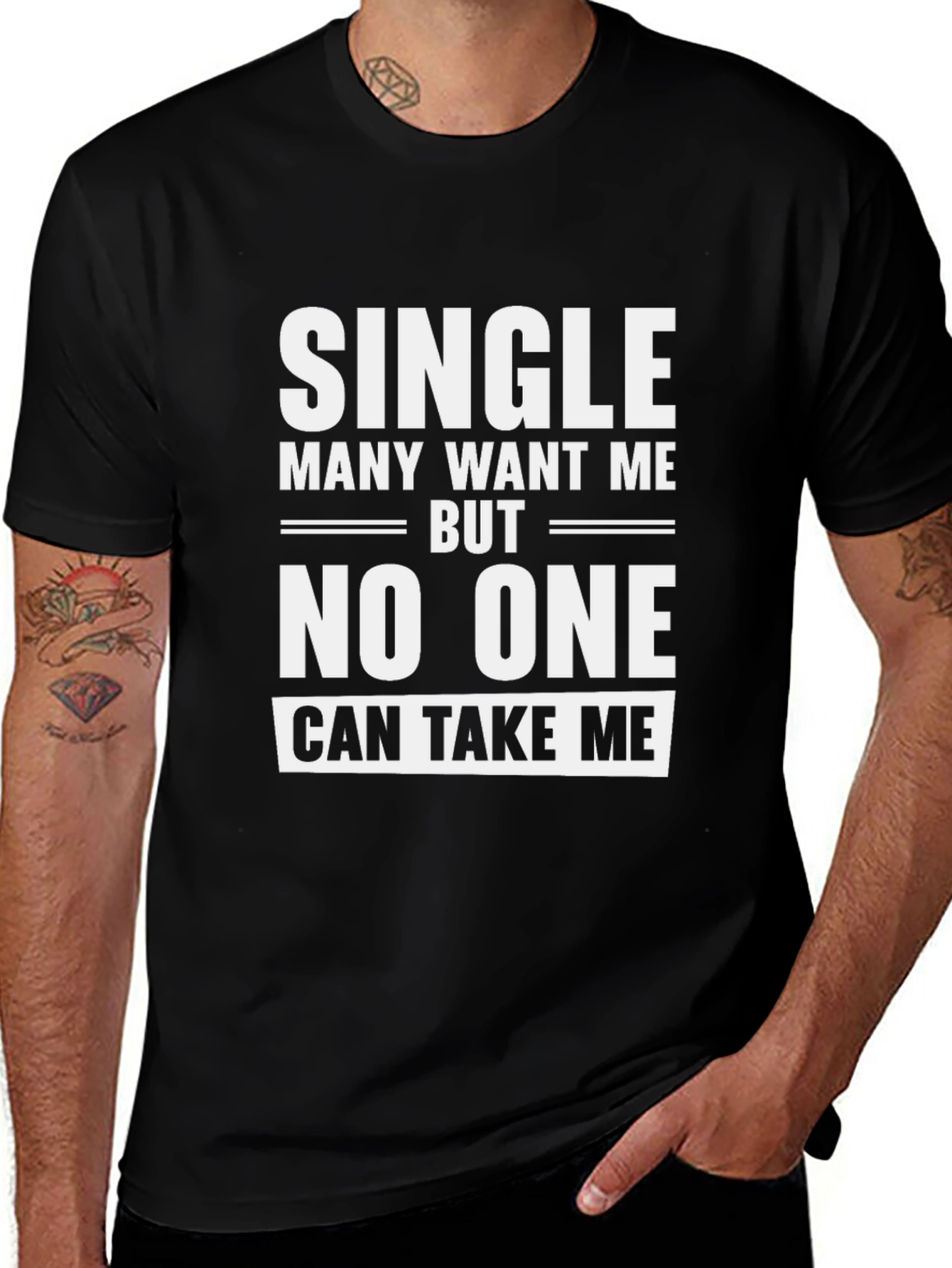 Single Slogan Black T-Shirt