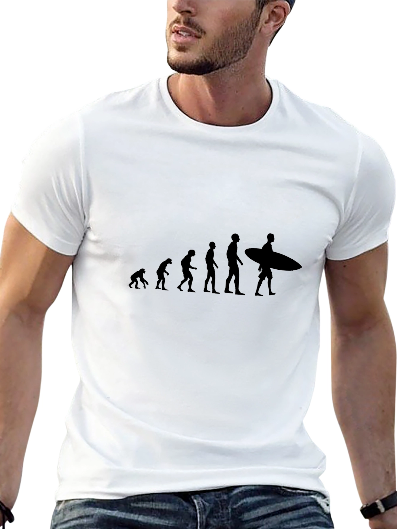Evolution of Surfing Black T-Shirt