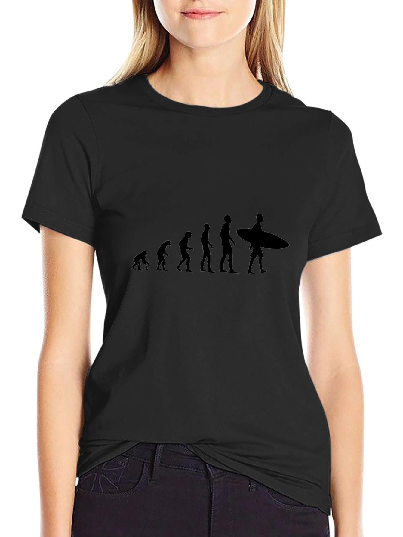 Evolution of Surfing Black T-Shirt
