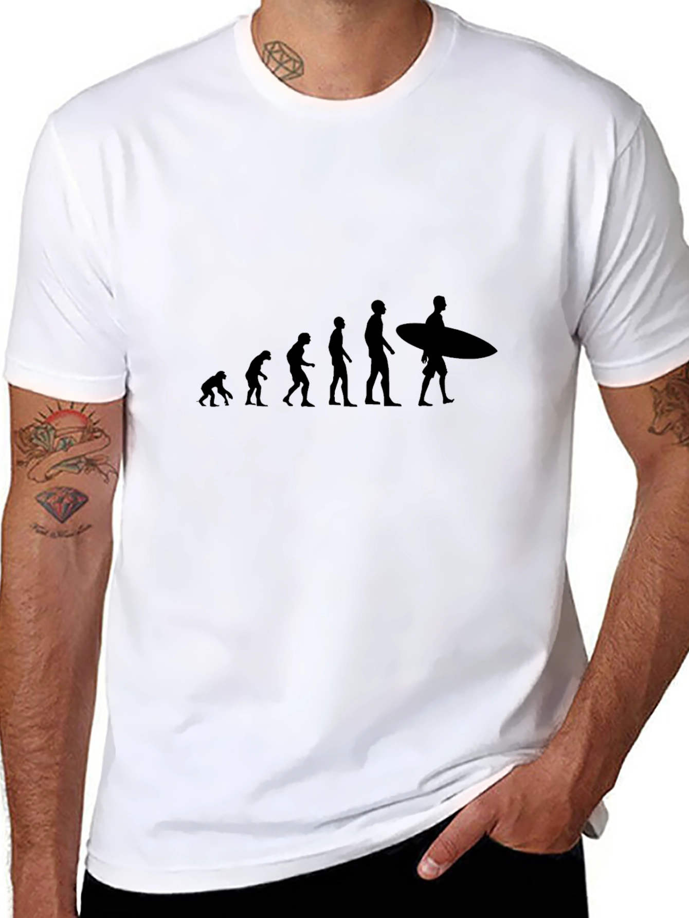 Evolution of Surfing Black T-Shirt