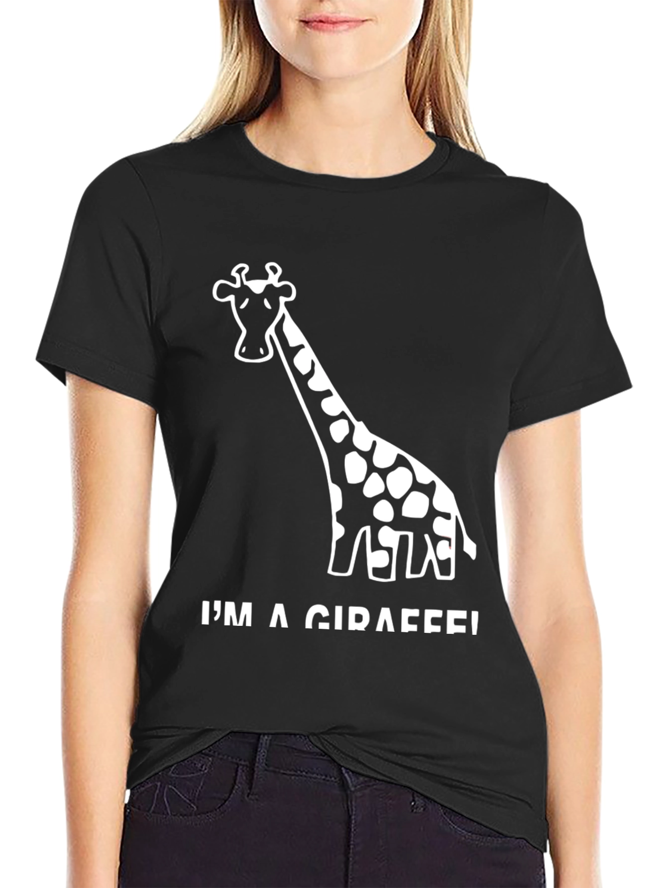 Im A Giraffe! Black Graphic Tee