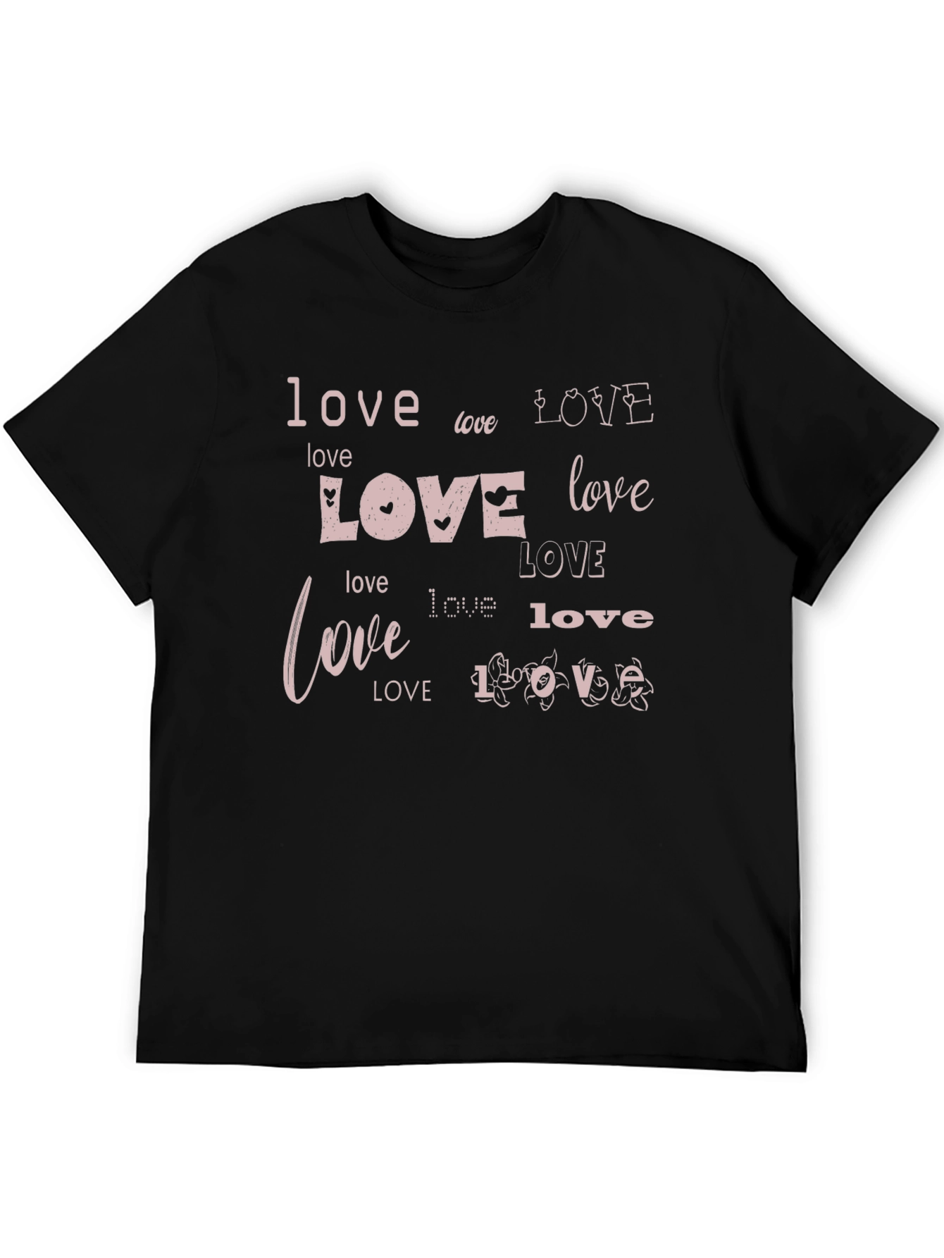 Love Print Black T-Shirt