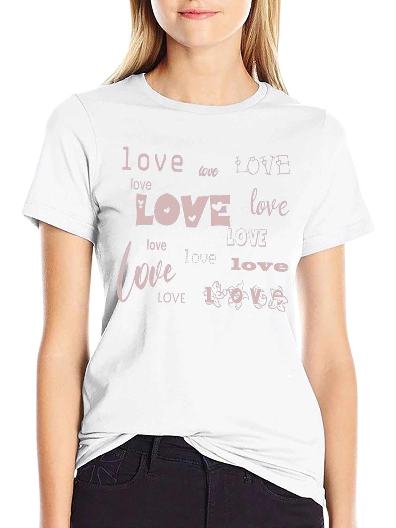 Love Print Black T-Shirt