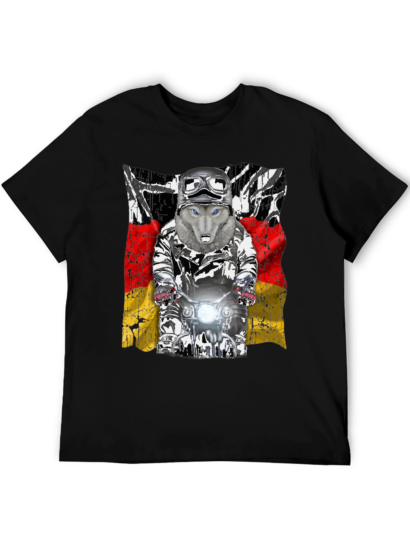 Wolf Rider Tee - German Flag Biker Design