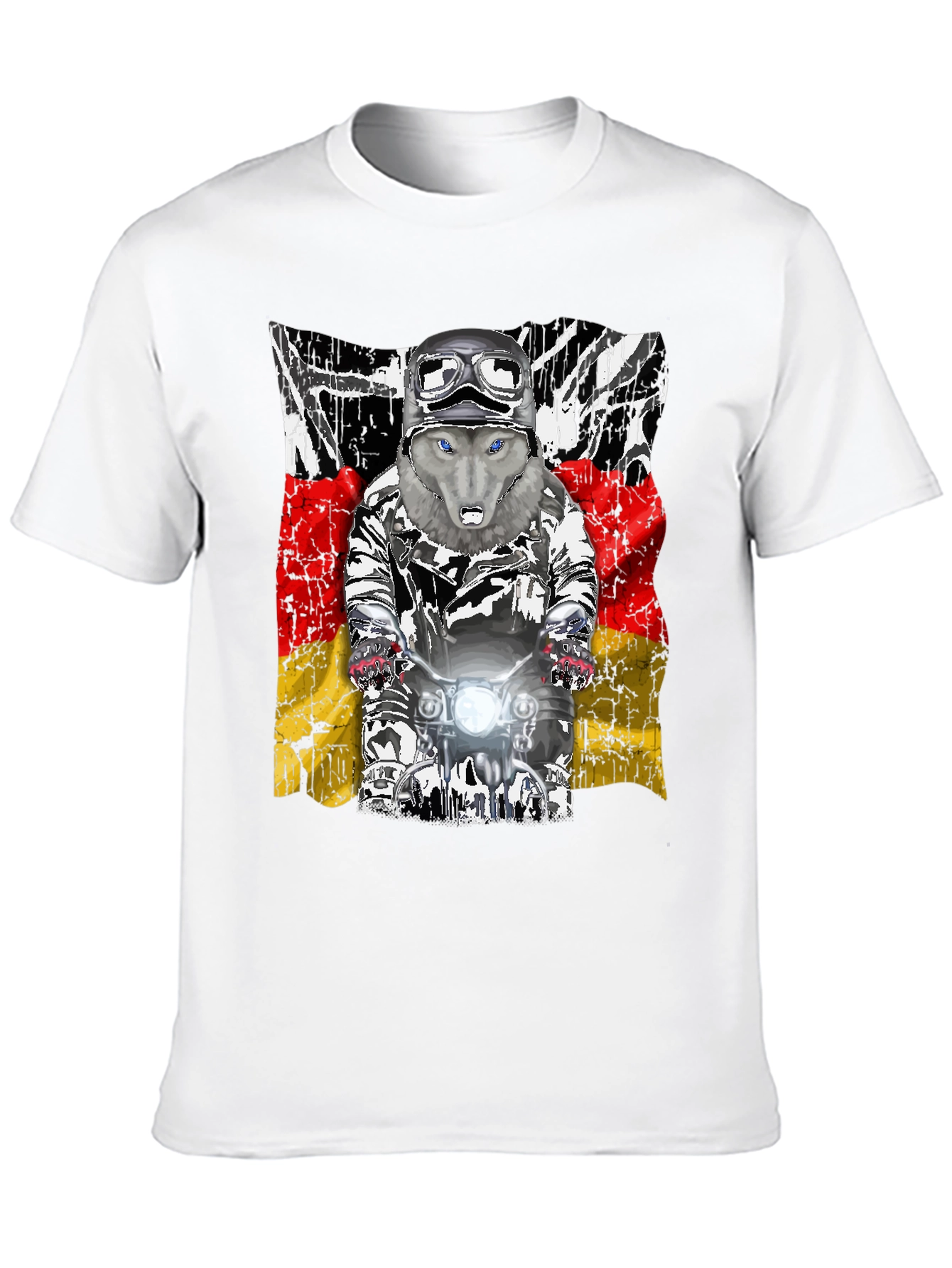 Wolf Rider Tee - German Flag Biker Design