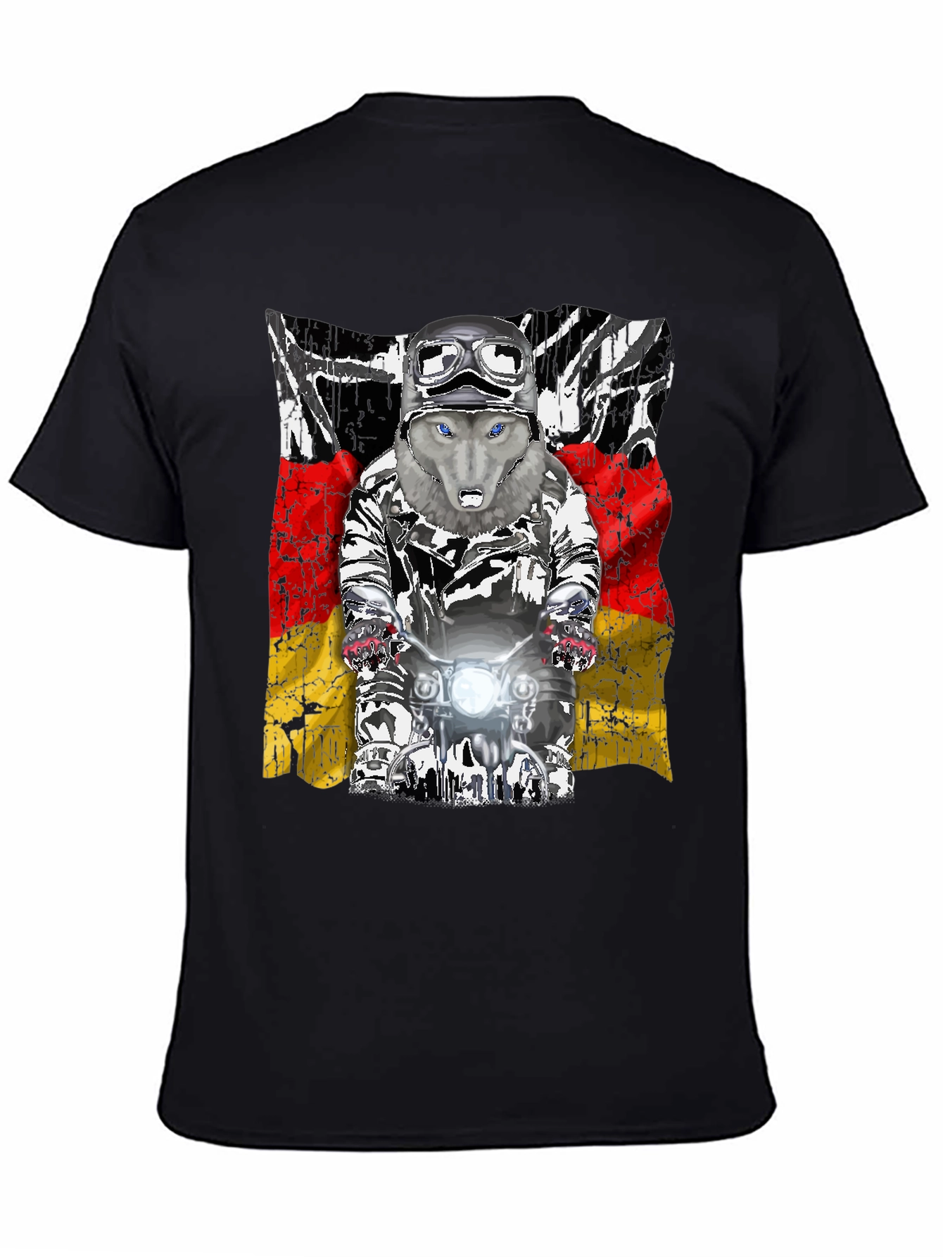 Wolf Rider Tee - German Flag Biker Design