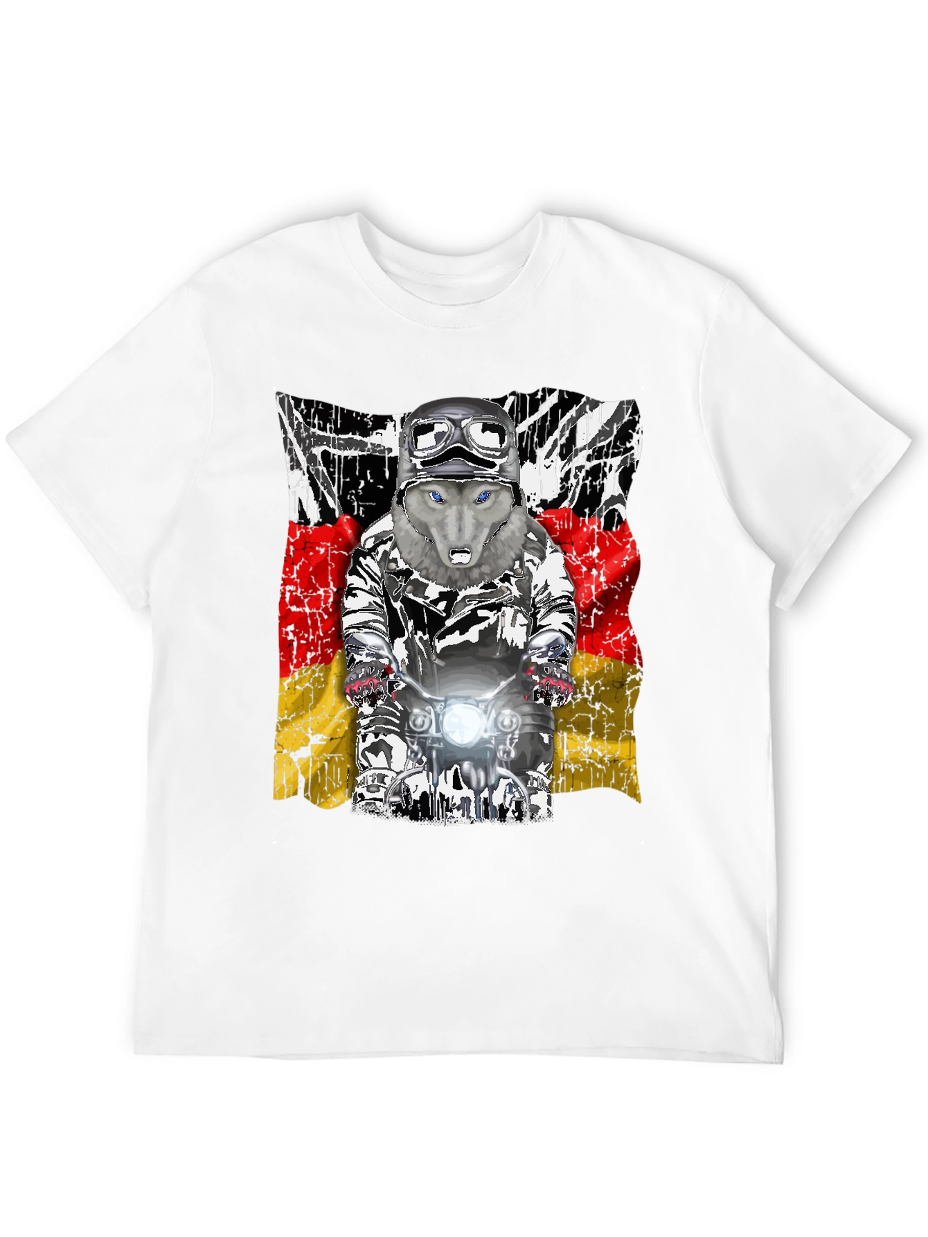 Wolf Rider Tee - German Flag Biker Design
