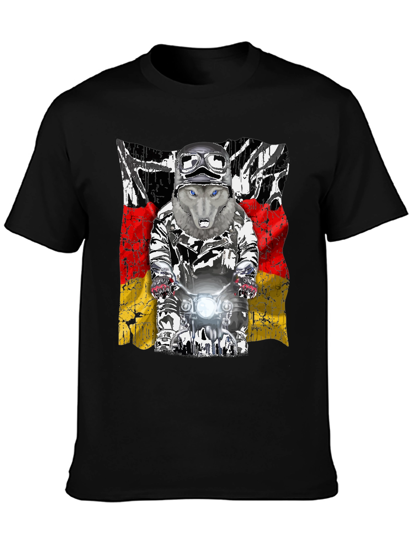 Wolf Rider Tee - German Flag Biker Design
