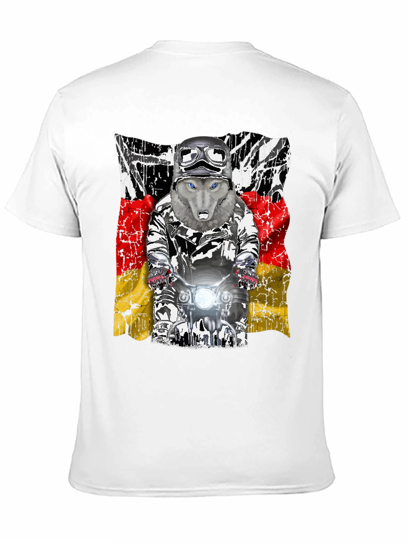 Wolf Rider Tee - German Flag Biker Design