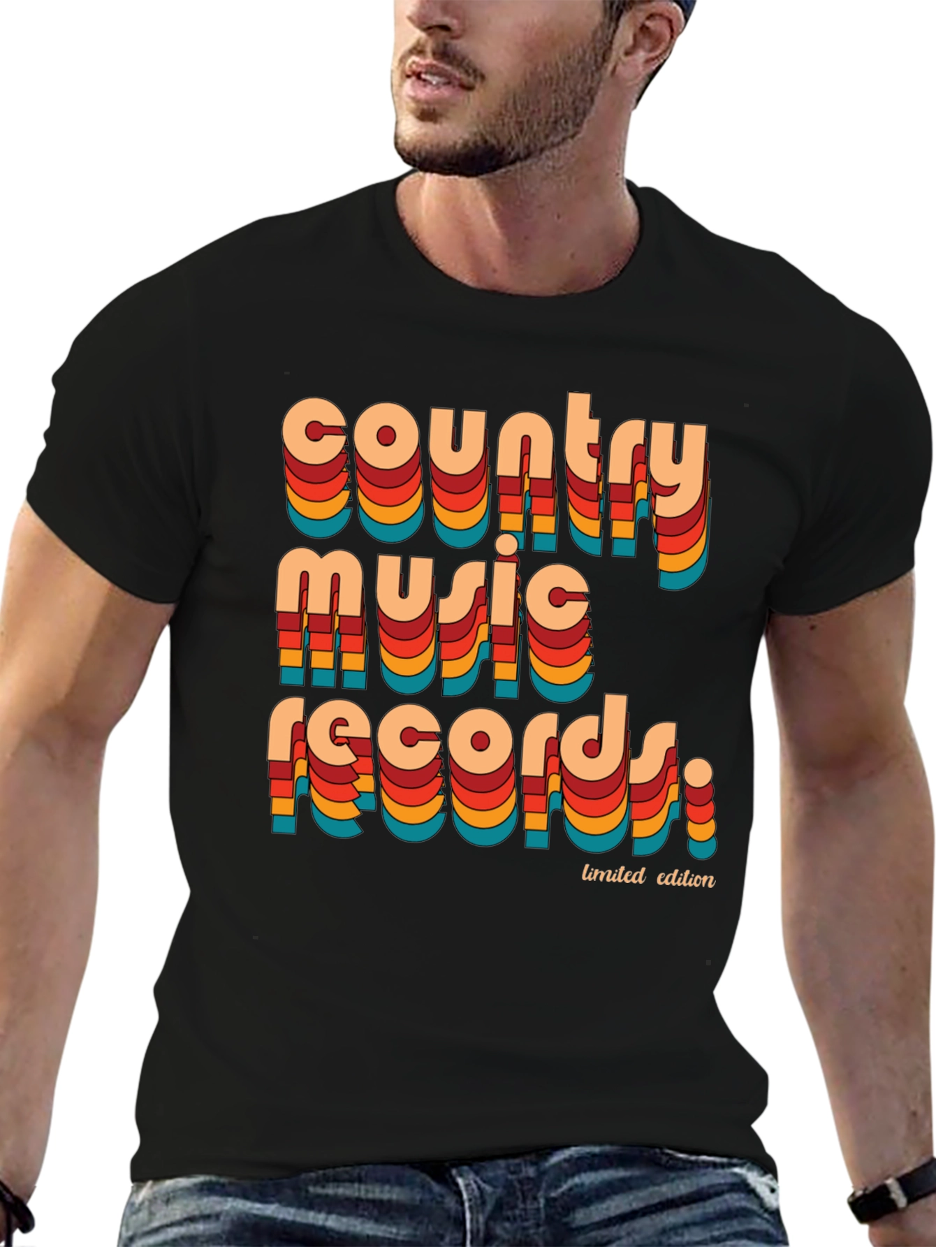 Retro Country Music Records Graphic T-Shirt