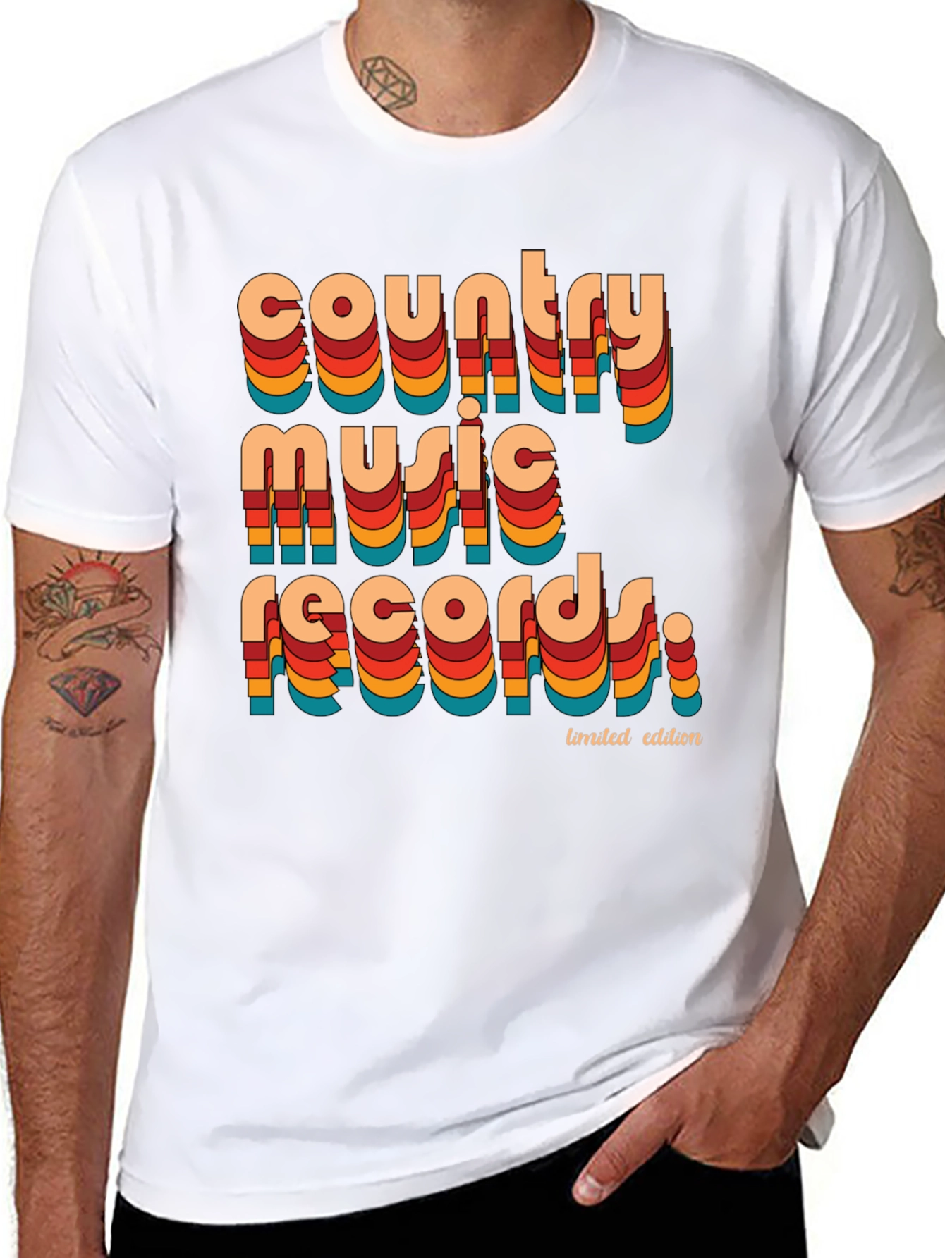 Retro Country Music Records Graphic T-Shirt