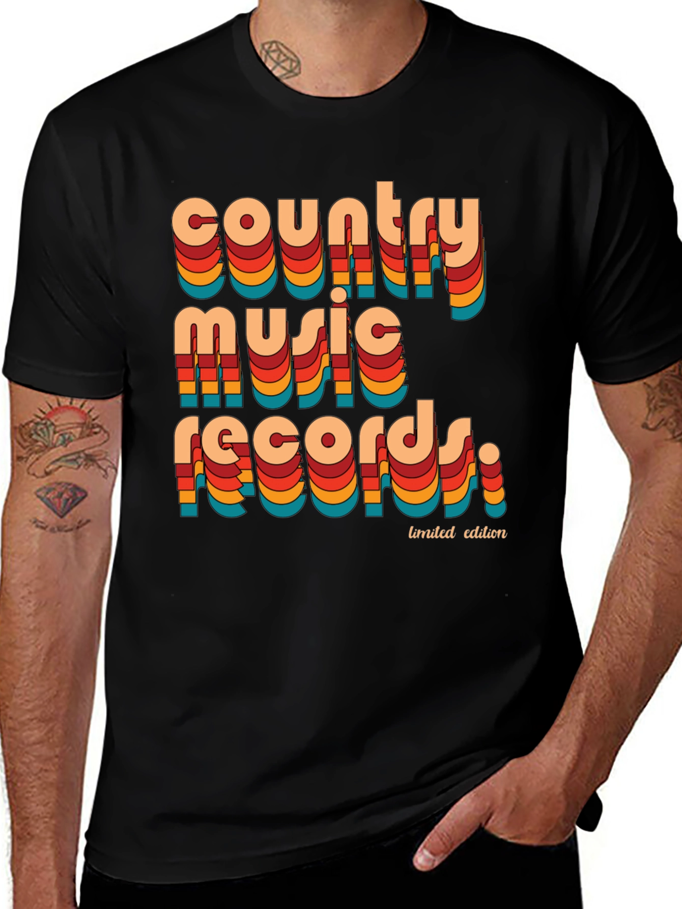 Retro Country Music Records Graphic T-Shirt
