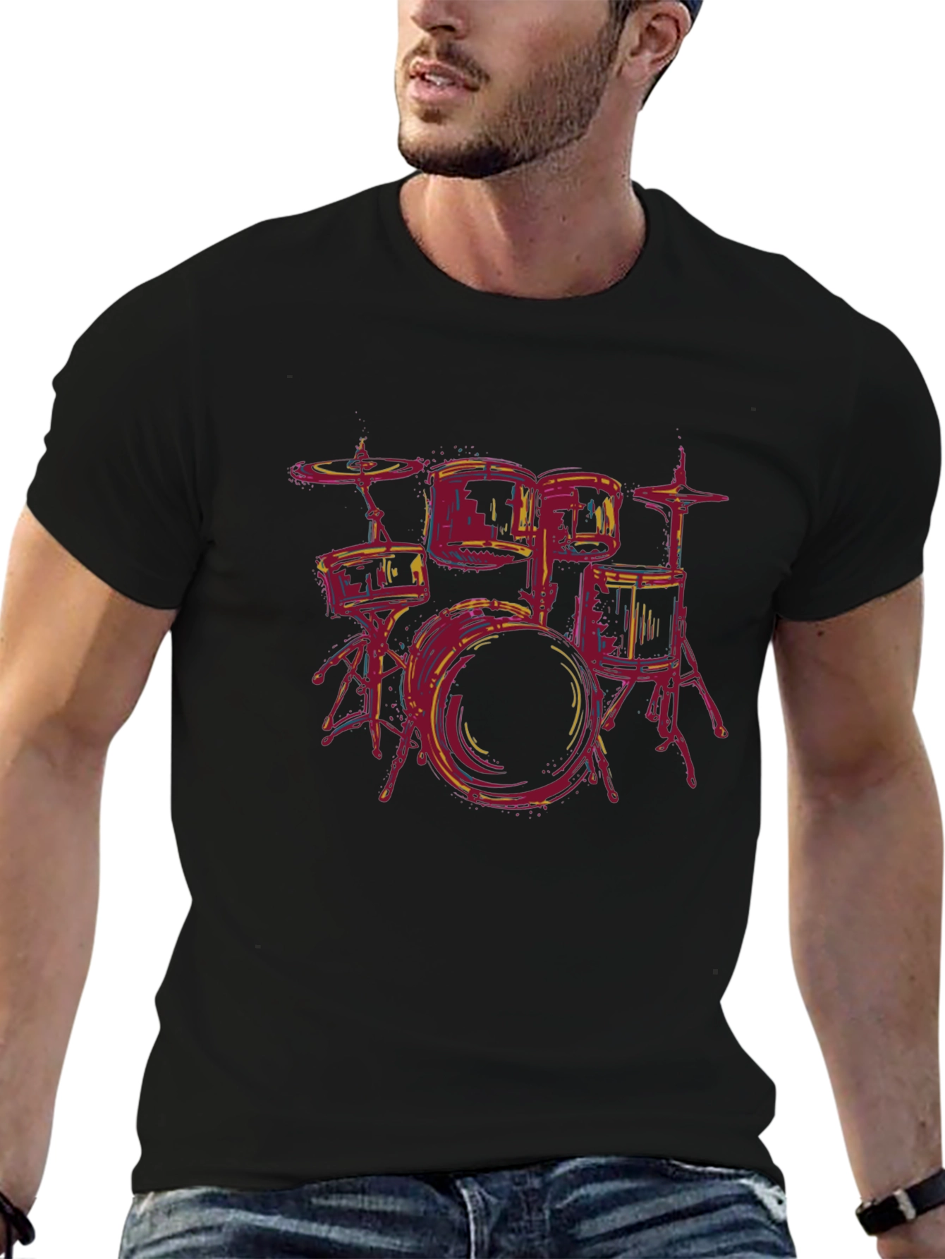 Drum Set Graphic Tee - Music Lover T-Shirt