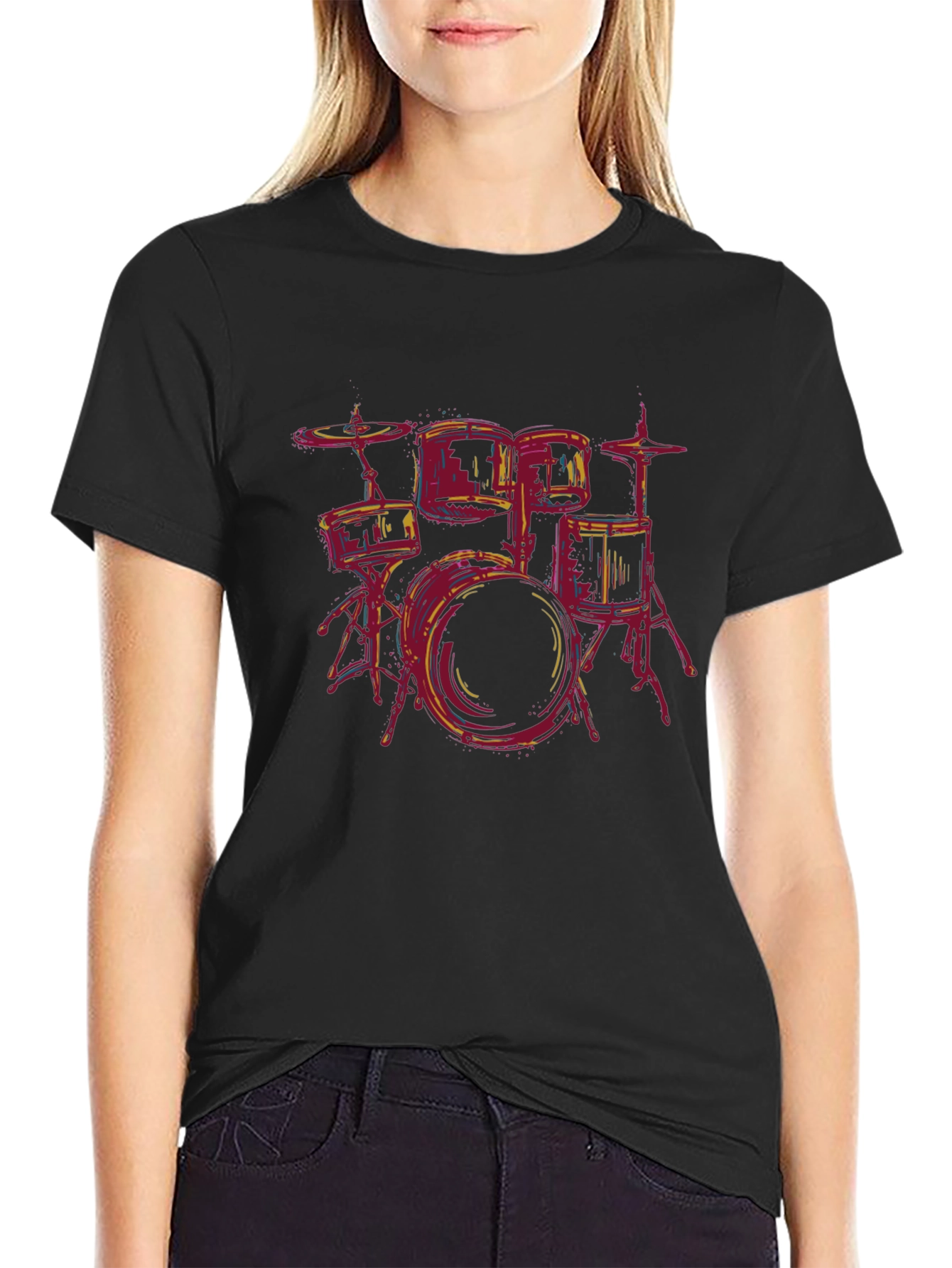Drum Set Graphic Tee - Music Lover T-Shirt