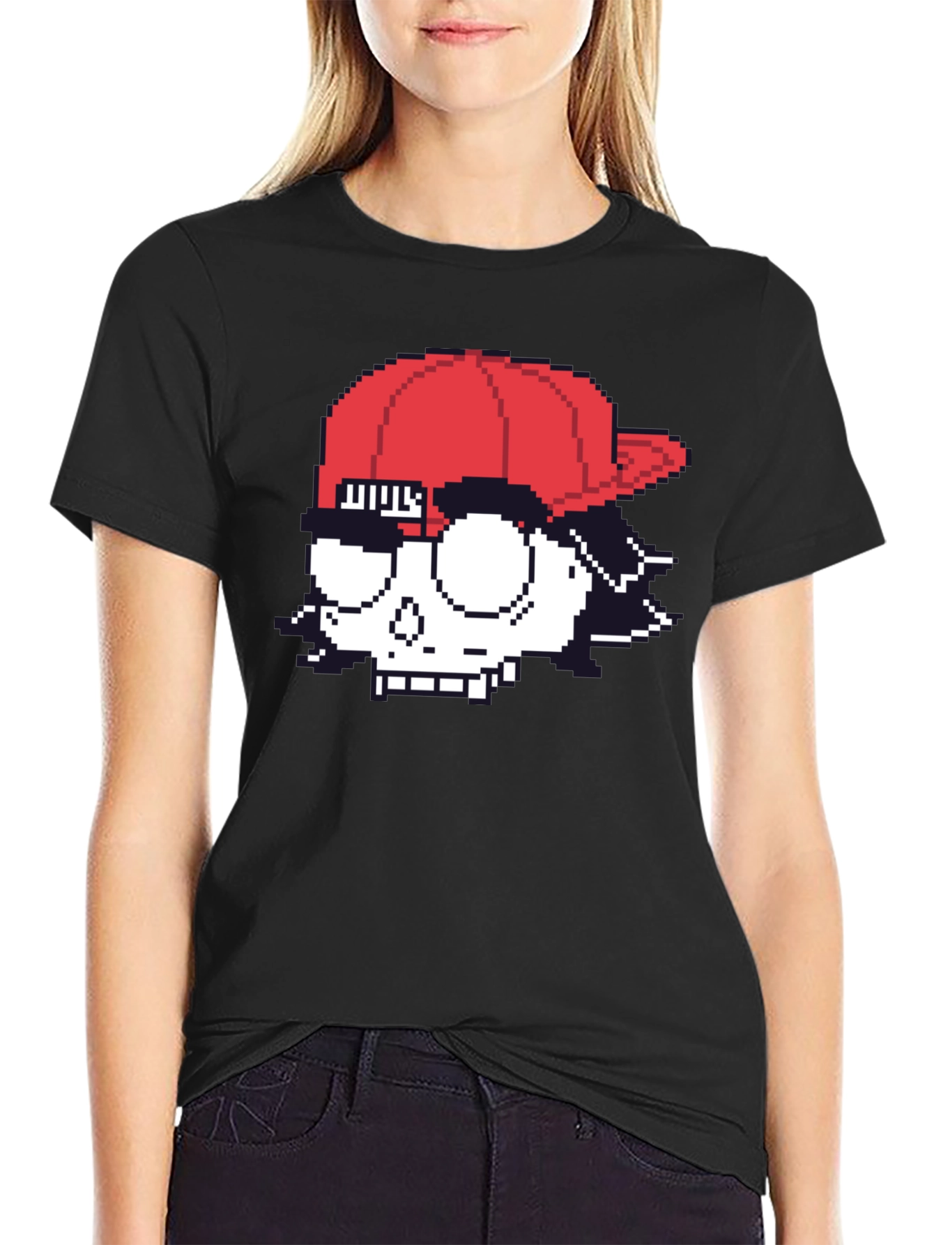 Pixelated Skull T-Shirt - Graphic Print Tee