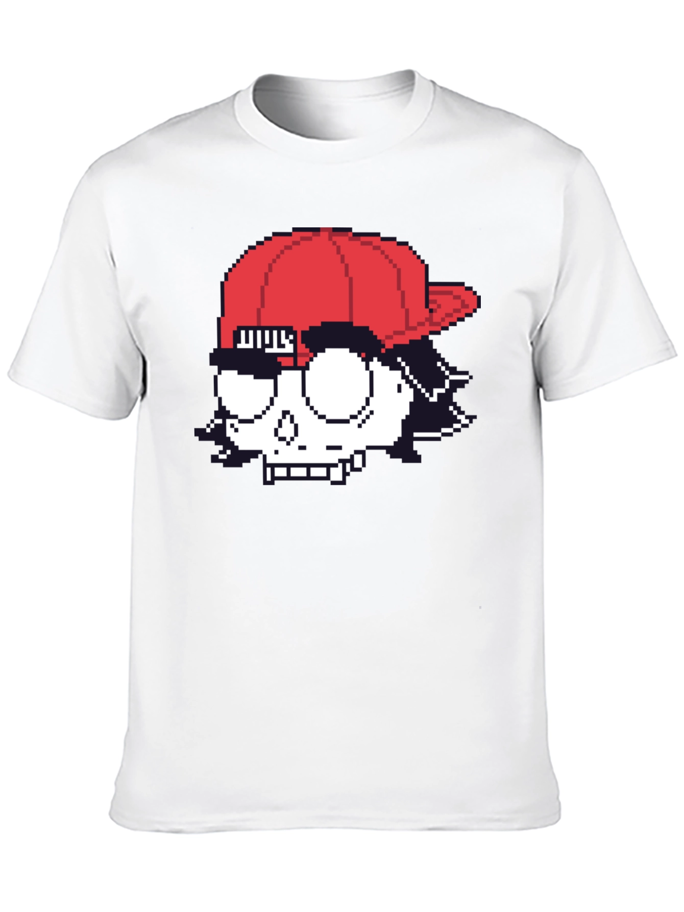 Pixelated Skull T-Shirt - Graphic Print Tee