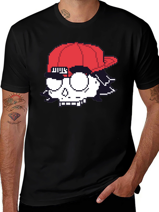 Pixelated Skull T-Shirt - Graphic Print Tee