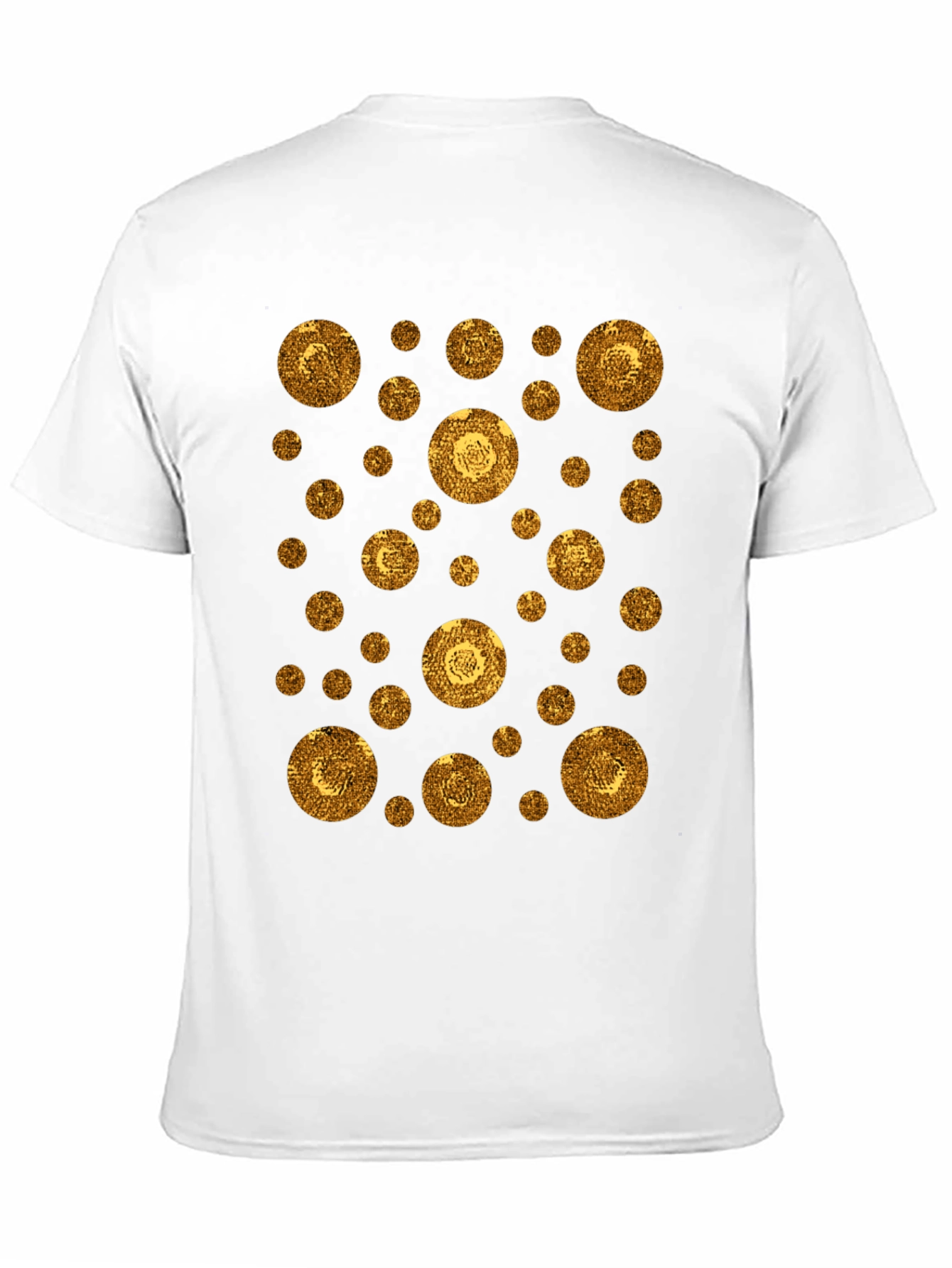 Gold Circle Pattern Black T-Shirt