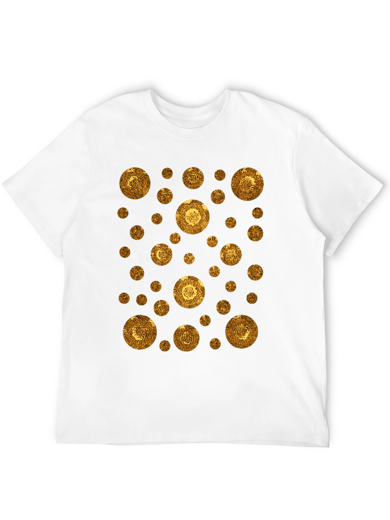 Gold Circle Pattern Black T-Shirt