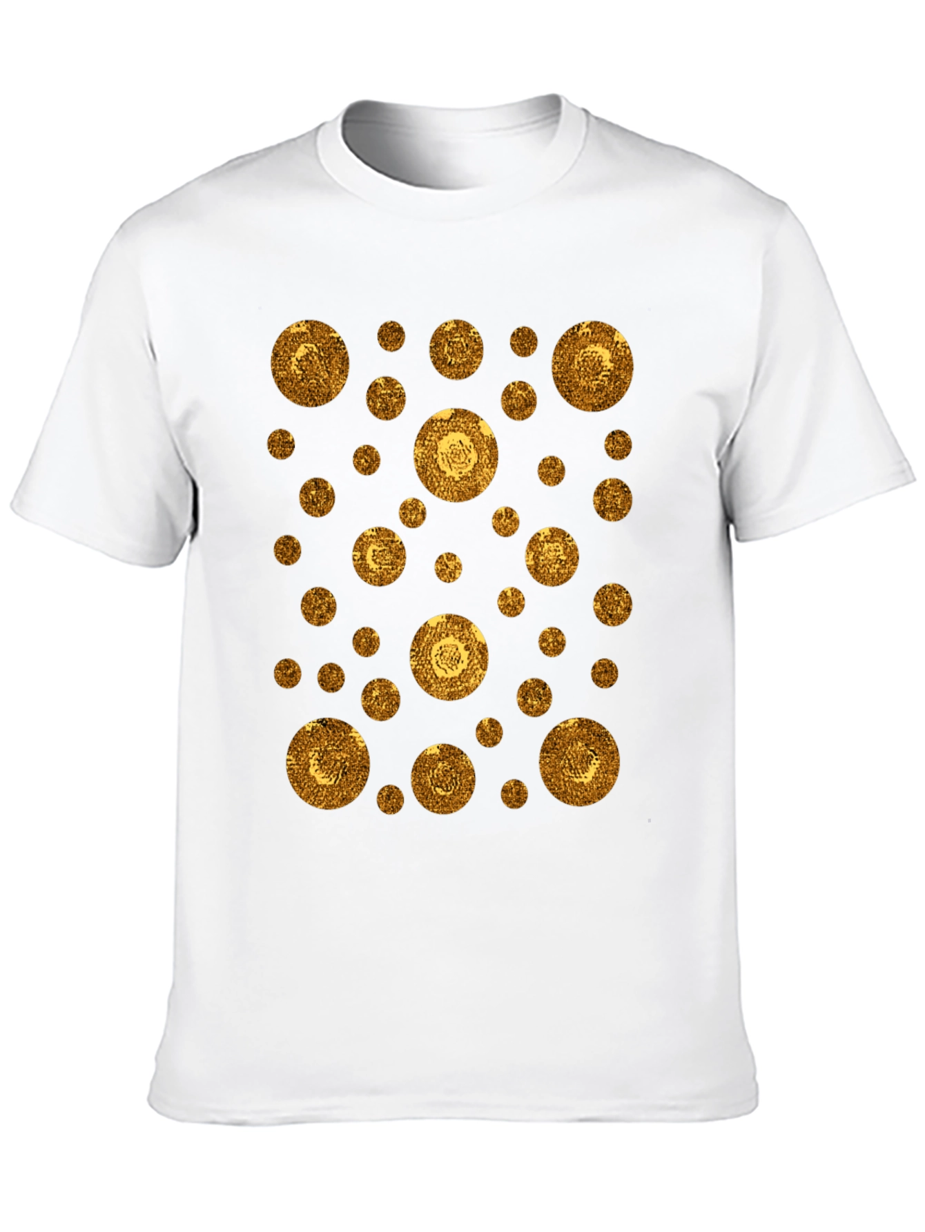 Gold Circle Pattern Black T-Shirt